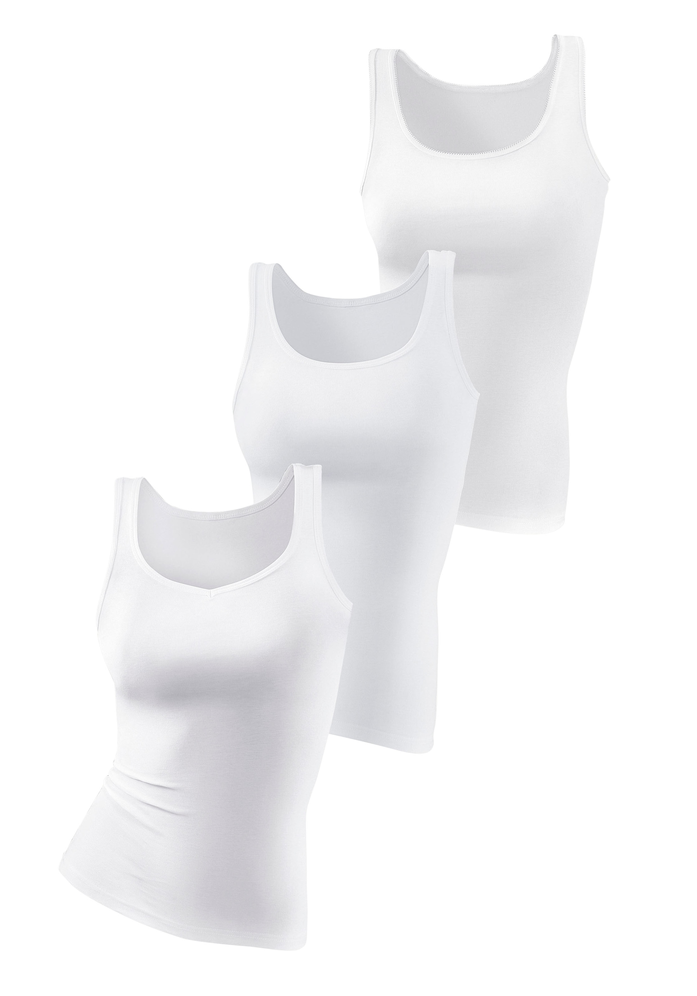 petite fleur by Lascana Achselhemd 3er-Pack, aus reiner Baumwolle, Tanktop, Unterziehshirt