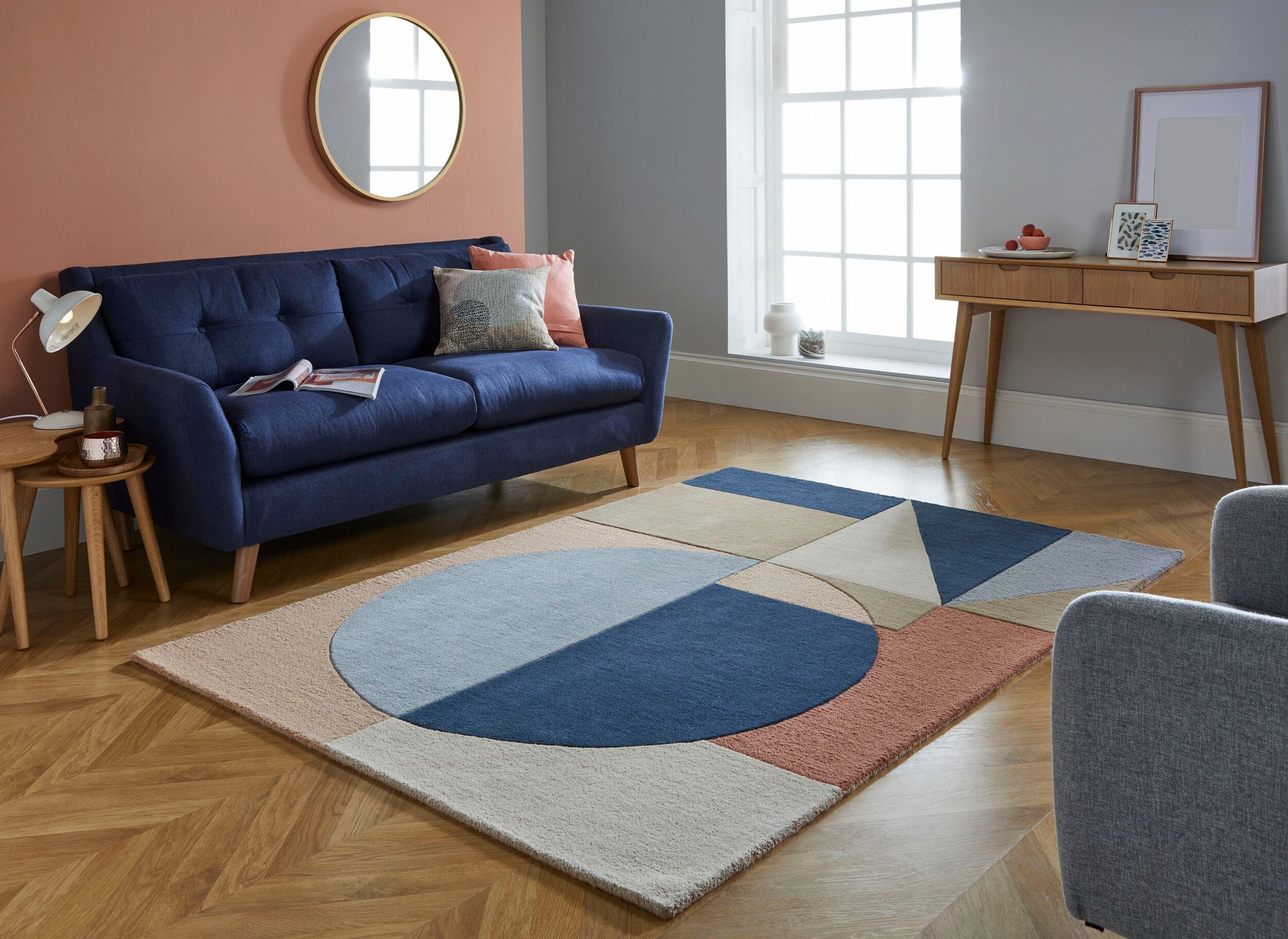 FLAIR RUGS Wollteppich »Esre«, rechteckig, 9 mm Höhe, aus 100% Wolle, geometrisches Design, handgearbeiteter Konturenschnitt