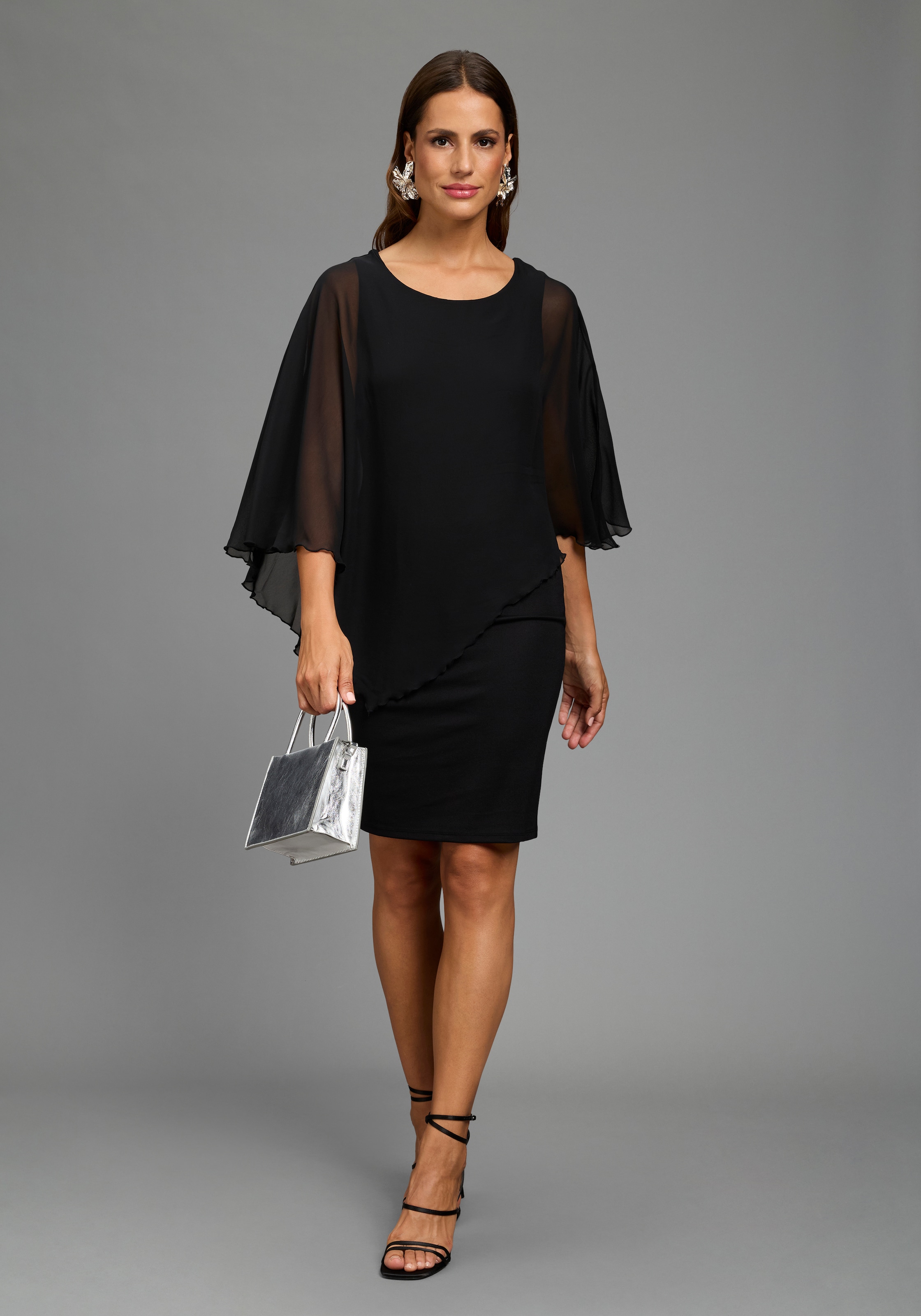 Laura Scott Abendkleid »mit Chiffon« in unifarbener Optik, aus Materialmix mit Milano Rib