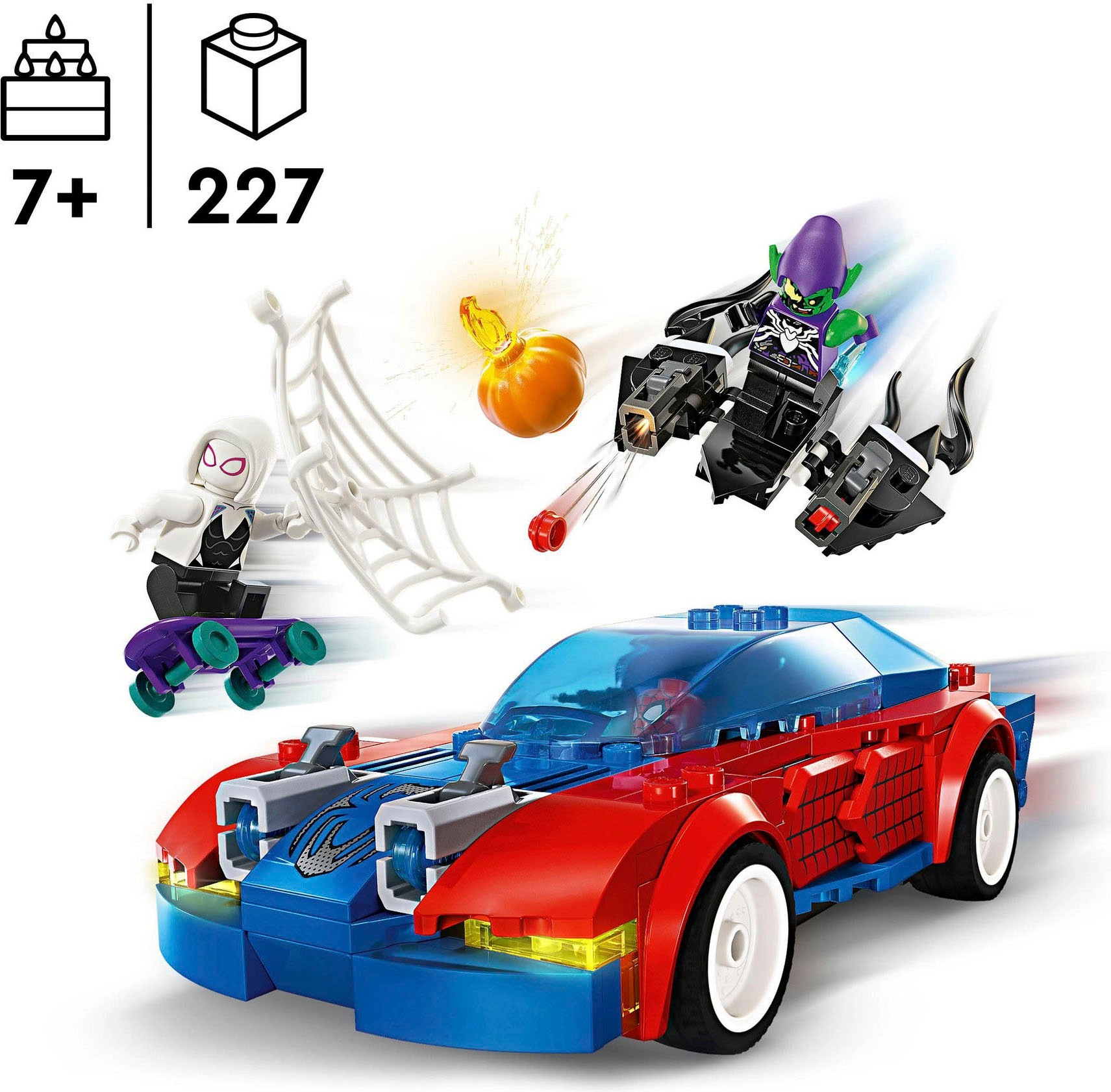 LEGO® Konstruktionsspielsteine »Spider-Mans Rennauto & Venom Green Goblin (76279), LEGO Super Heroes«, (227 St.), Made in Europe