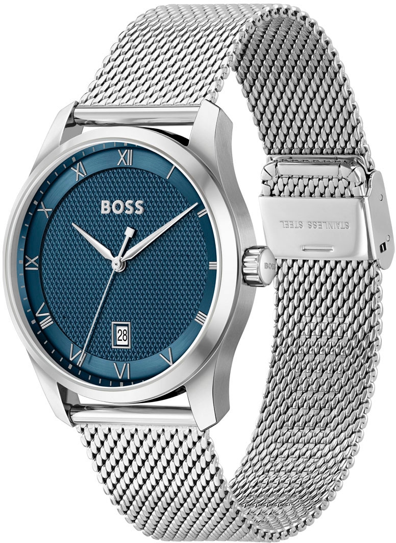 BOSS Quarzuhr »PRINCIPLE«, Herrenuhr, Armbanduhr, Datum, Edelstahlarmband