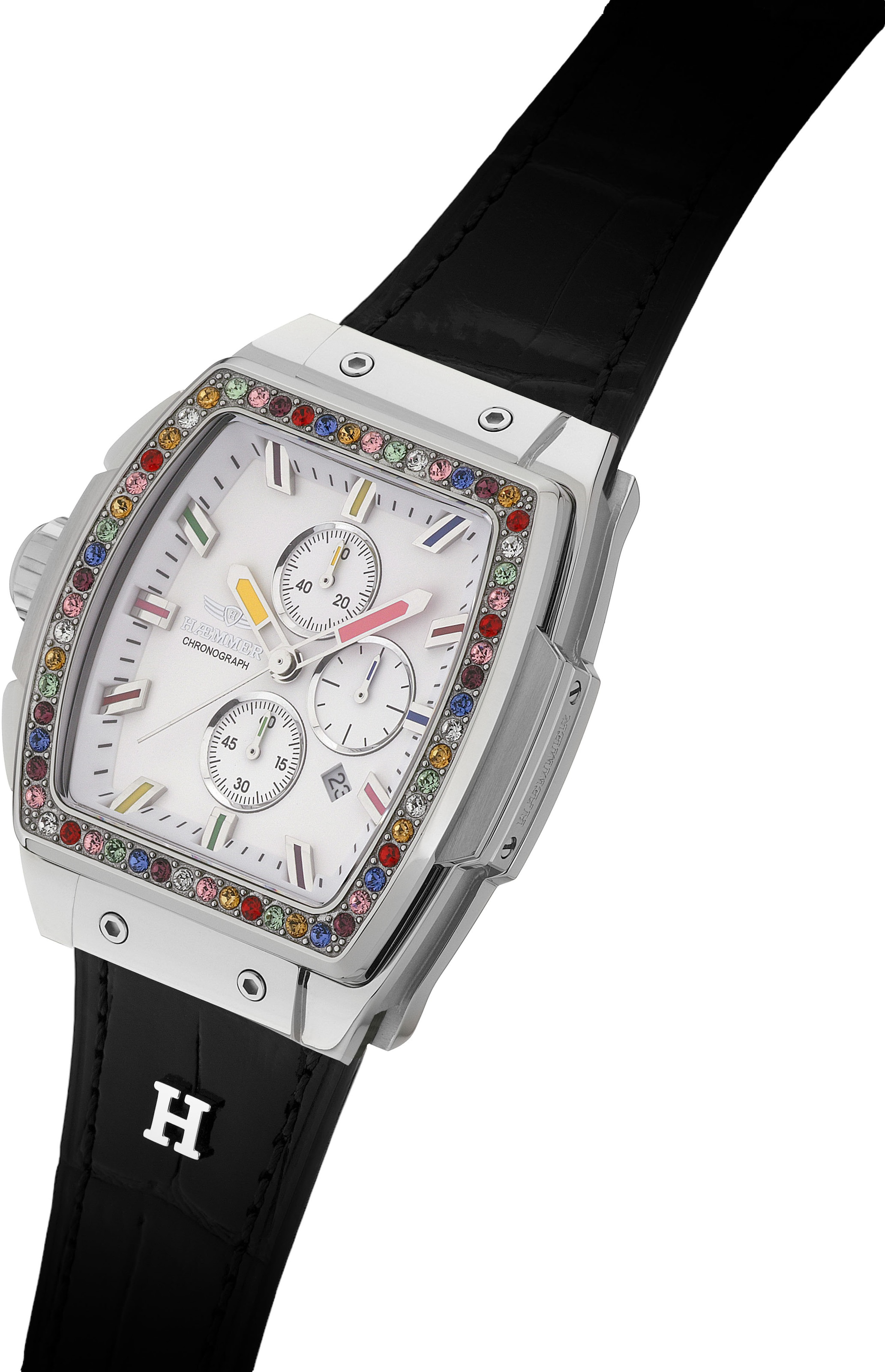 HAEMMER GERMANY Chronograph »TONNEAU«, Quarzuhr, Armbanduhr,Damenuhr,Lederarmband,digital,Datum,Stoppfunktion