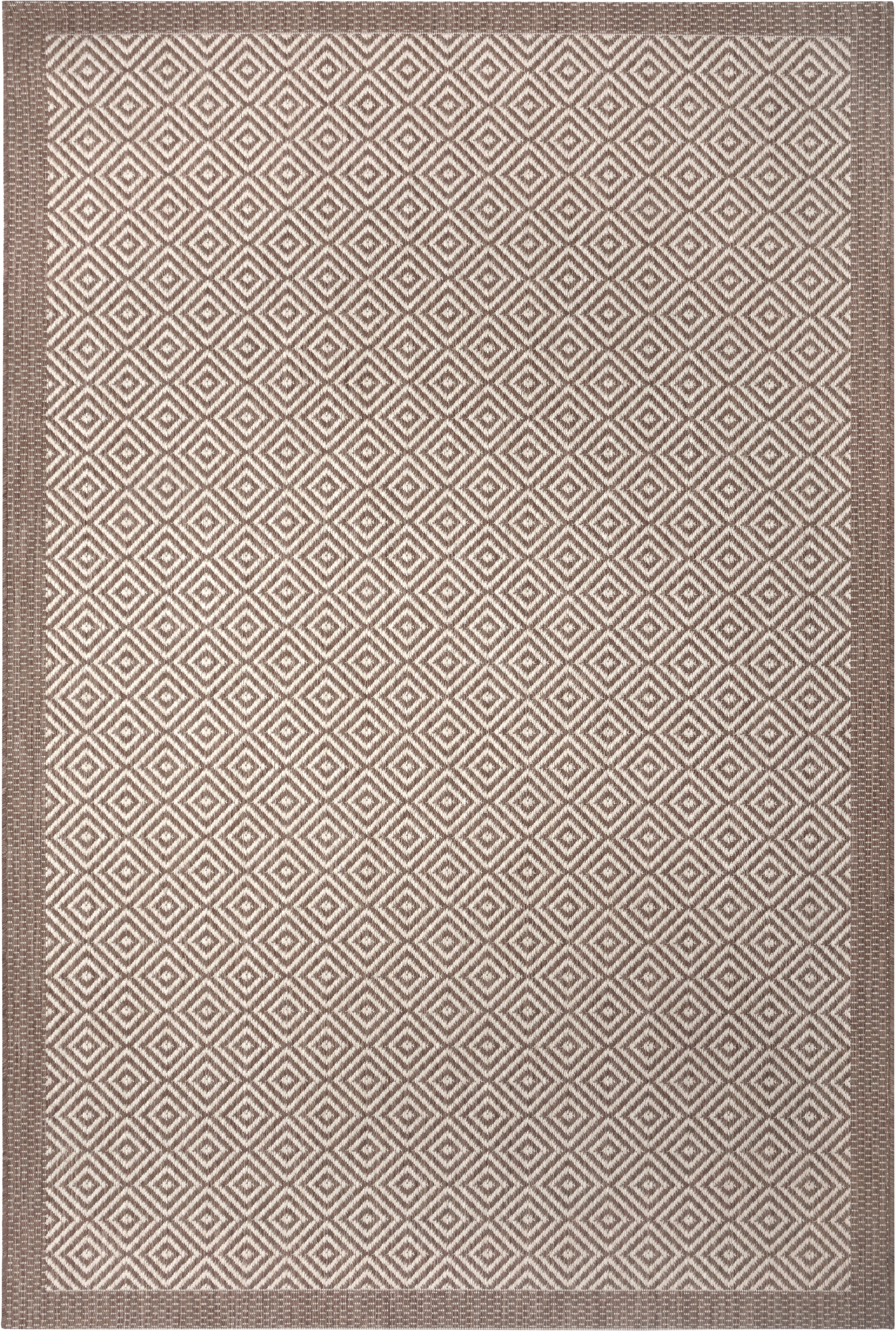 my home Teppich »Violet«, rechteckig, 3 mm Höhe, mit Bordüre & Rauten, Strapazierfähig und pflegeleicht, Flachgewebe