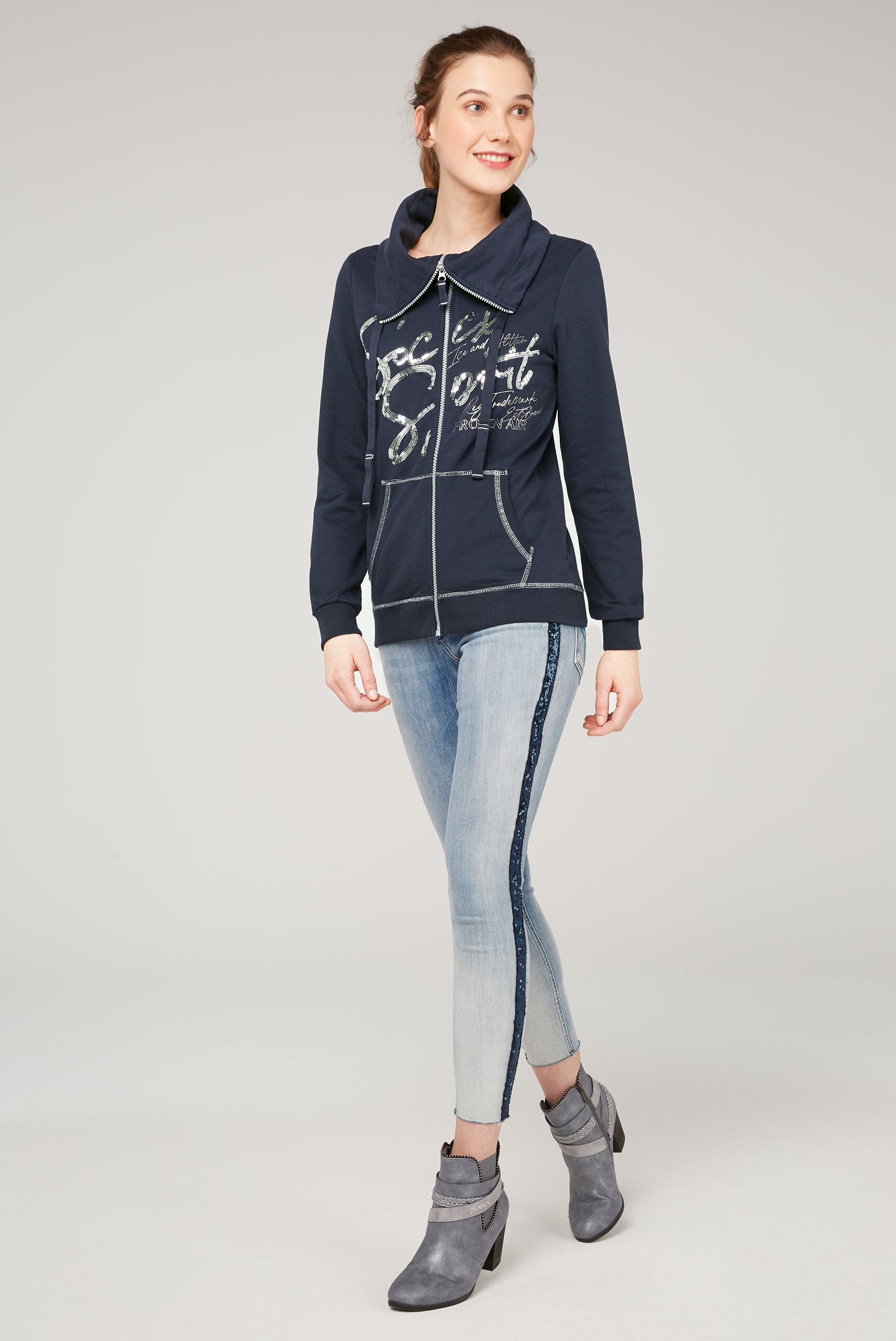 SOCCX Sweatjacke, mit Pailletten-Schriftzug