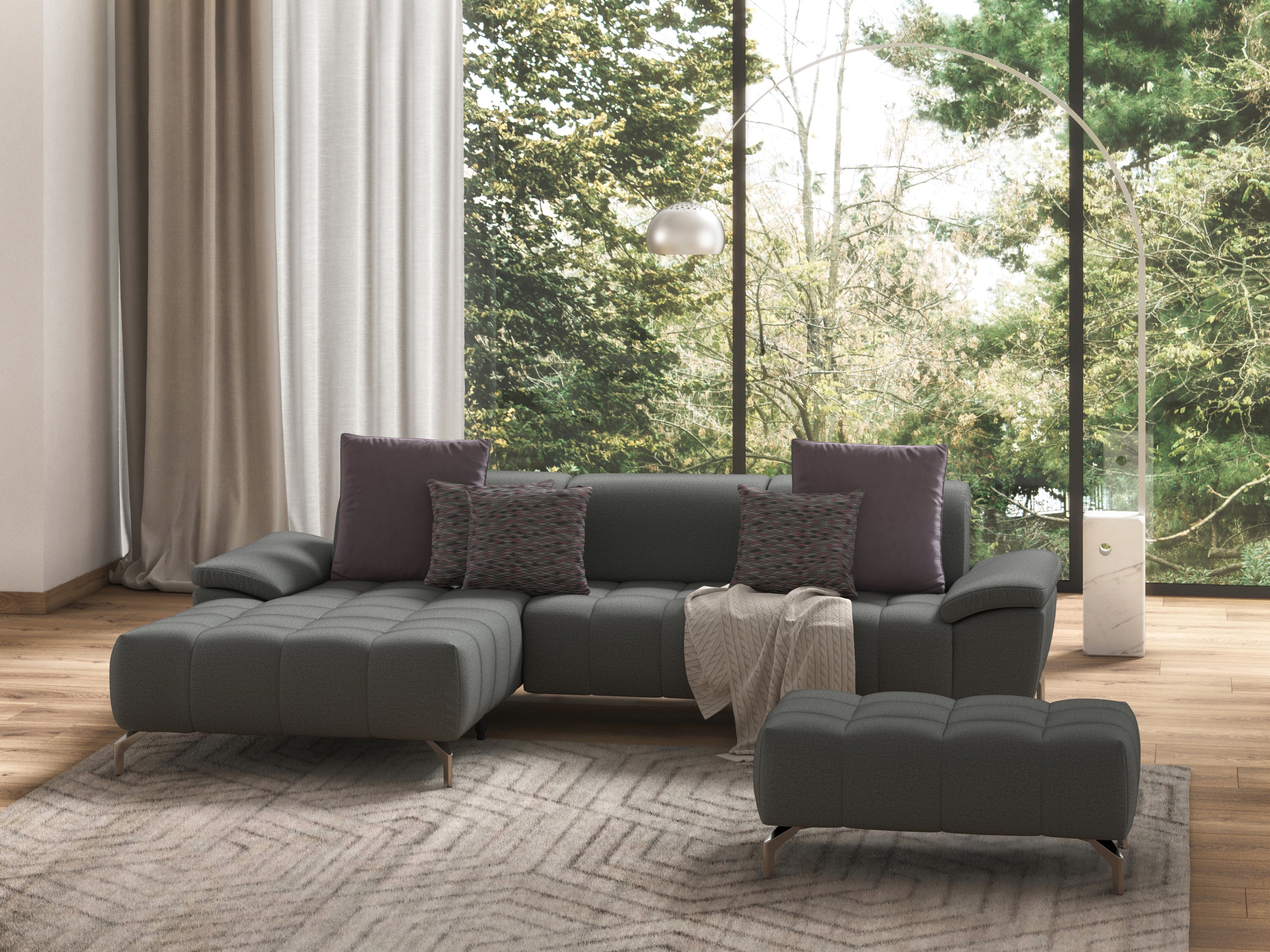 sit&more Ecksofa "Cool L-Form" wahlweise mit Kopfteilverstellung und Vorziehsitz, motorisch