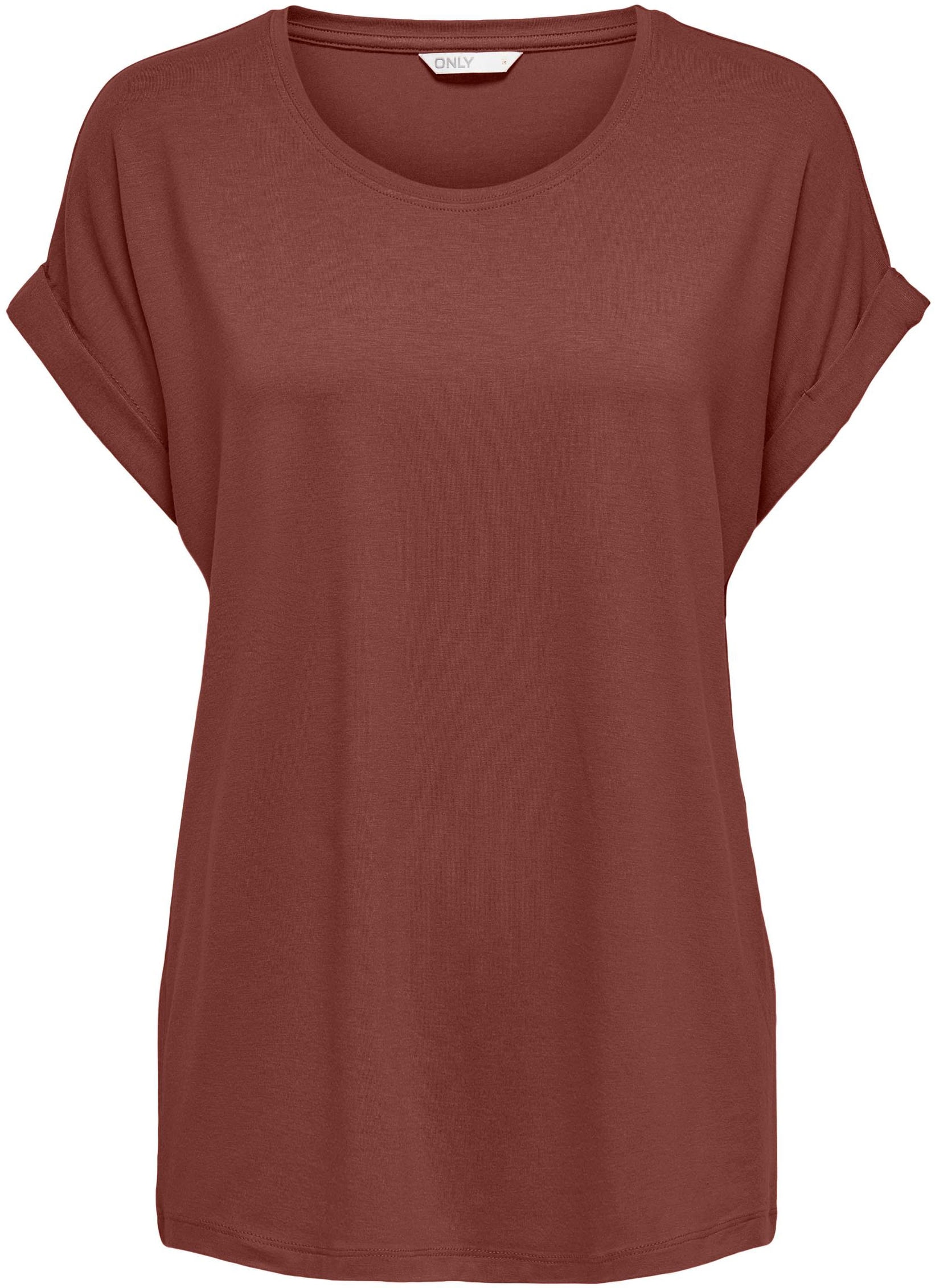 ONLY T-Shirt »ONLMOSTER – Kurzarmshirt mit Aufschlag und klassischem Look«, unifarben, casual, regular fit, Viskosemischung, Rundhals