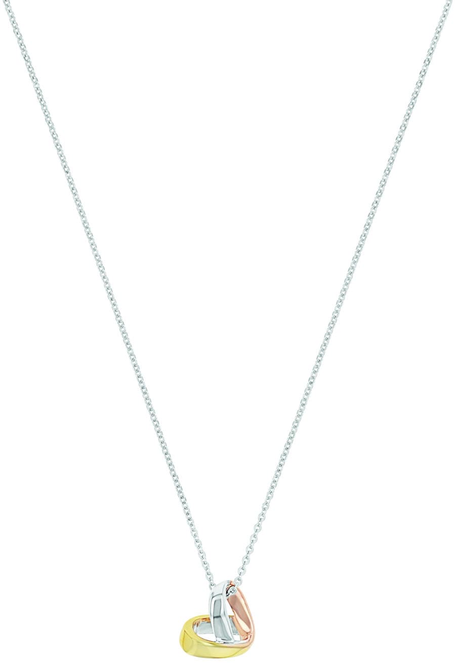 Kette mit Anhänger AMOR "Herz", rosa (silberfarben, gelbgoldfarben, roségoldfarben), Halsketten, Damen, Silber 925 (Sterlingsilber), L: 45 B: 1,2mm, B:1,2mm