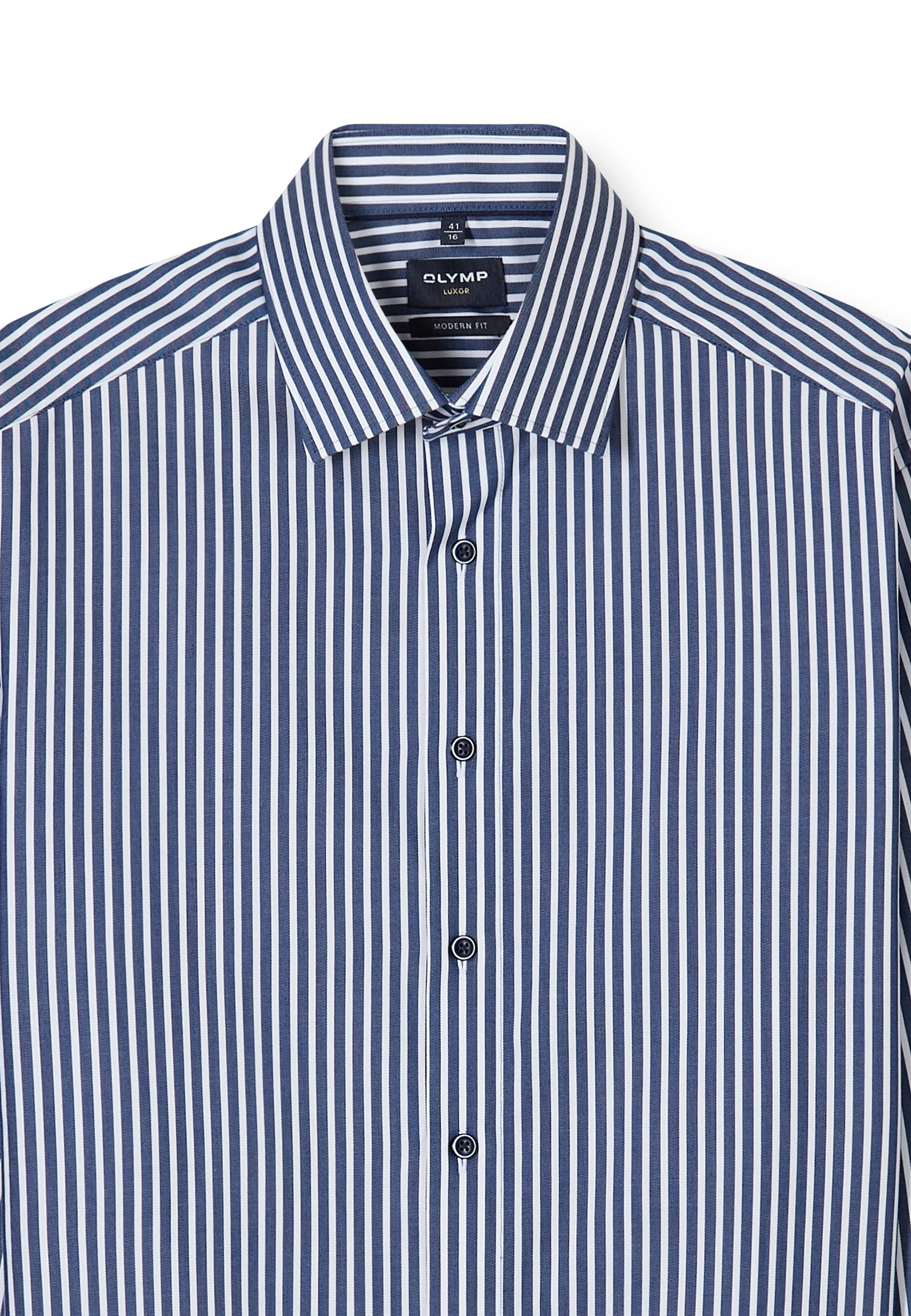 Businesshemd OLYMP "OLYMP Luxor, modern fit, New Kent mit extra langem Arm", Herren, Gr. 40, Normaler Arm, marine, 100% Baumwolle, Hemden 2