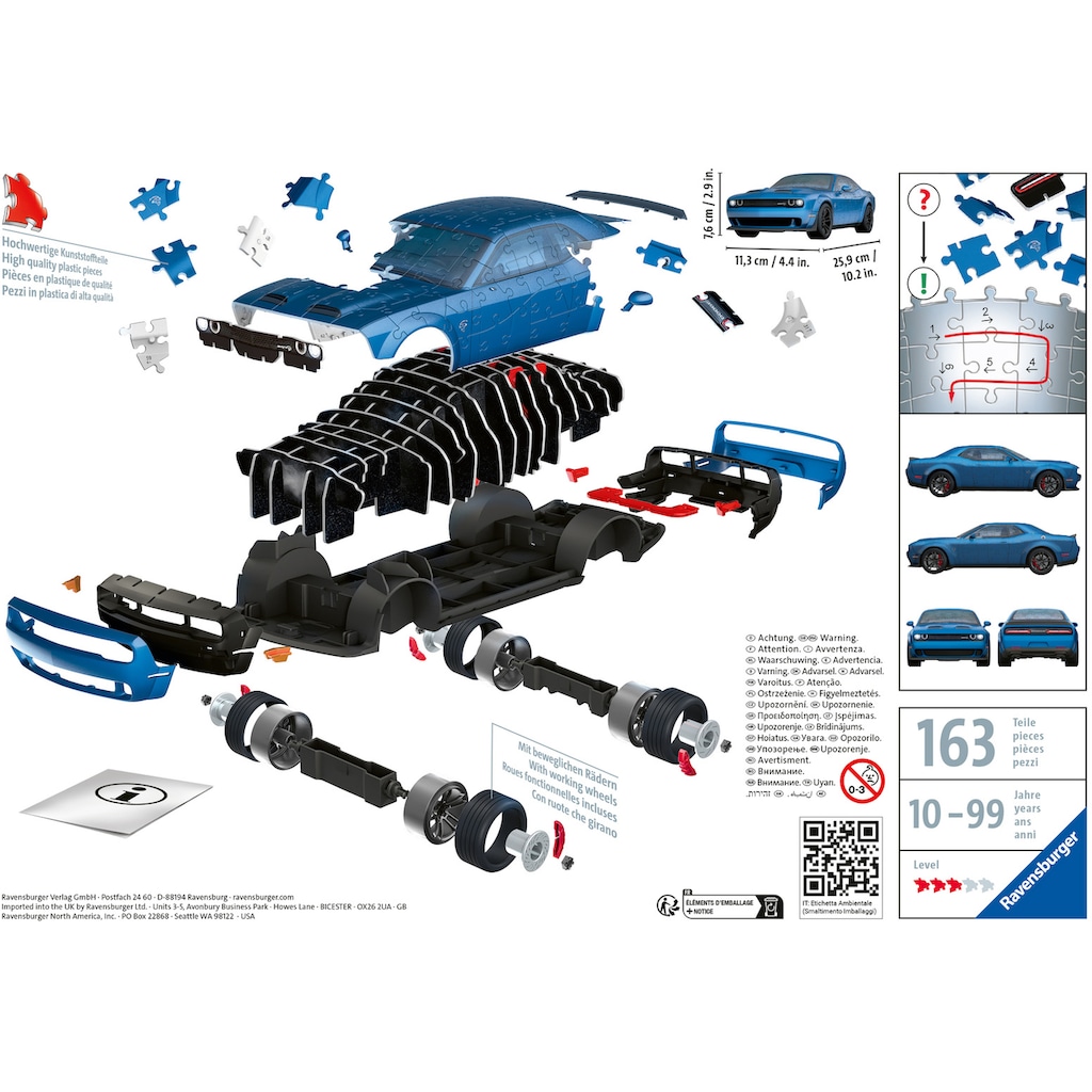 Ravensburger 3D-Puzzle »Dodge Challenger SRT Hellcat Redeye Widebody«, (163 tlg.)