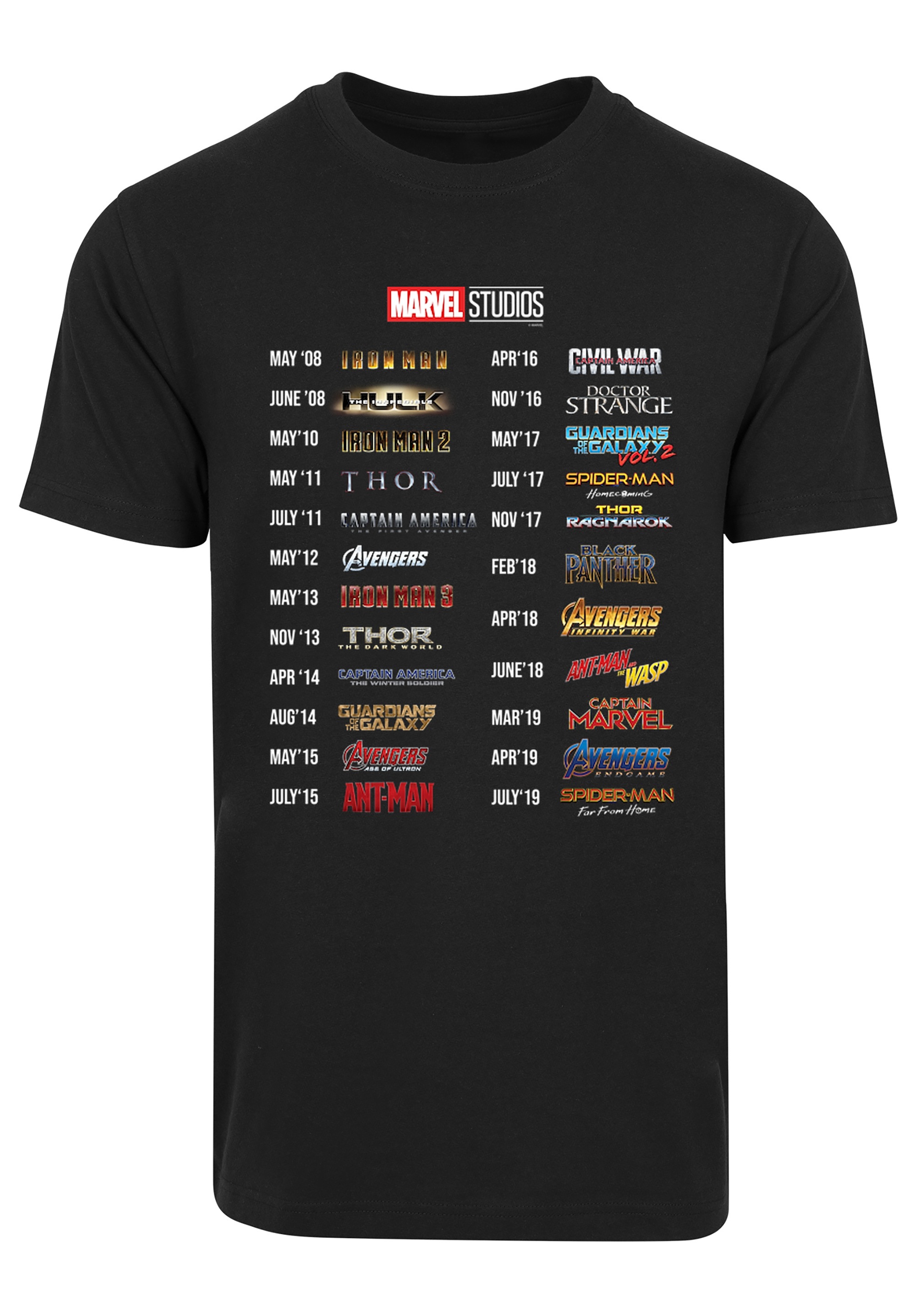 F4NT4STIC T-Shirt »Marvel Studios 10 Years Of Movies«, Print