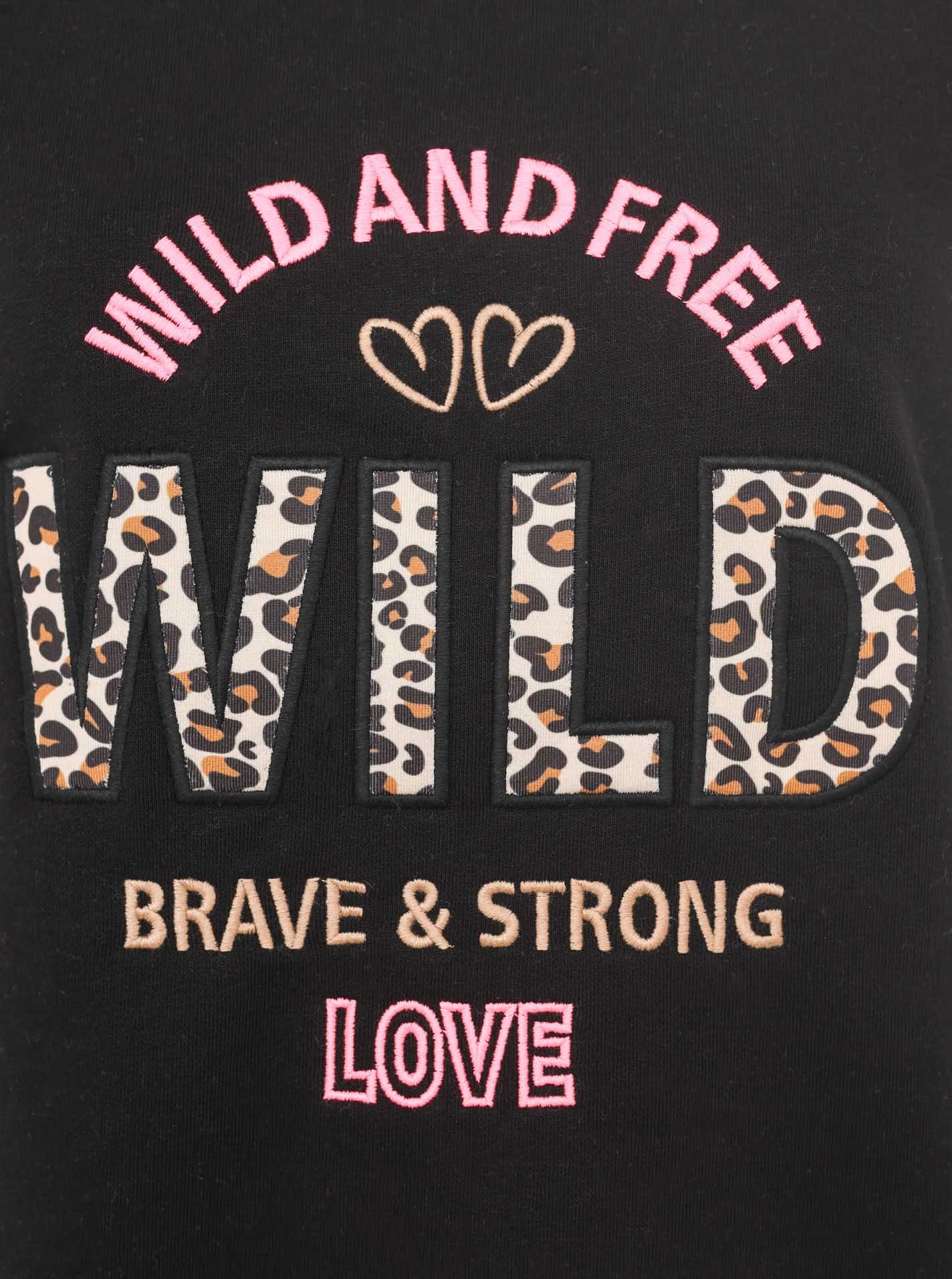 Zwillingsherz Sweater »"Wild and Free"«, mit Used-Look Kanten, Leo Details und Stickerei