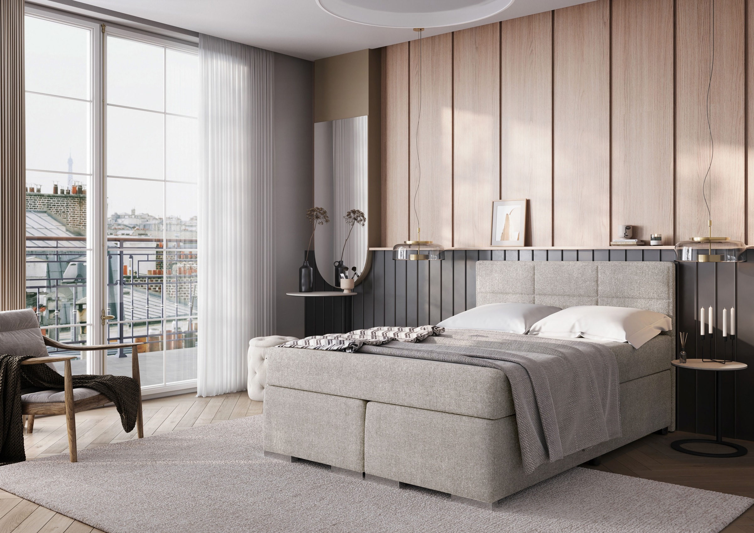 FORTE Boxspringbett "ONE erhältlich in den Breiten 140cm, 160cm & 180cm" Bezugsstoff ist tierfreundlich und pflegeleicht