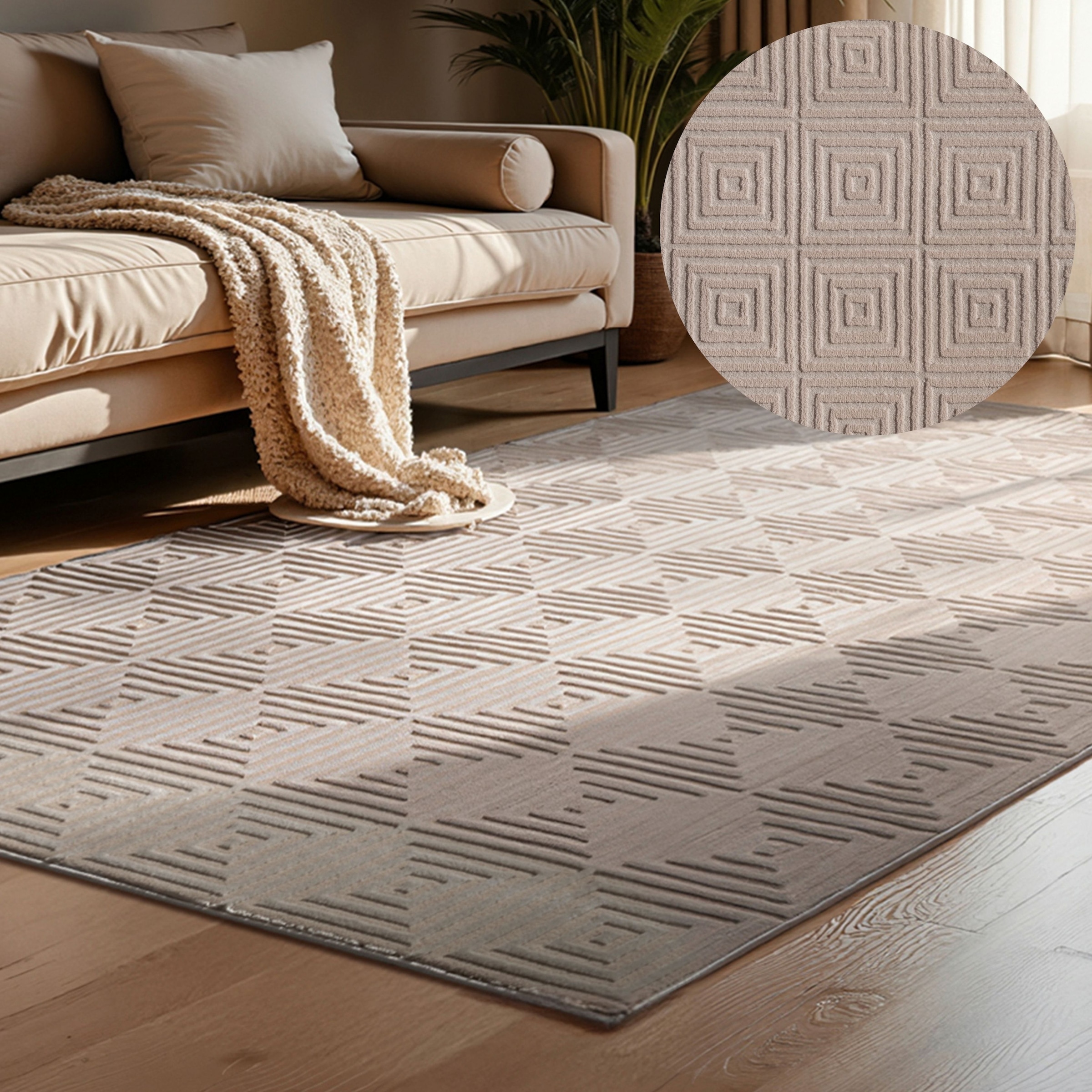 ELLE DECORATION 1100000002199 "Tourmaline" rechteckig 9 mm Höhe Wohnzimmer, Schlafzimmer, Läufer, Hoch-Tief Effekt, Flur, Glanz