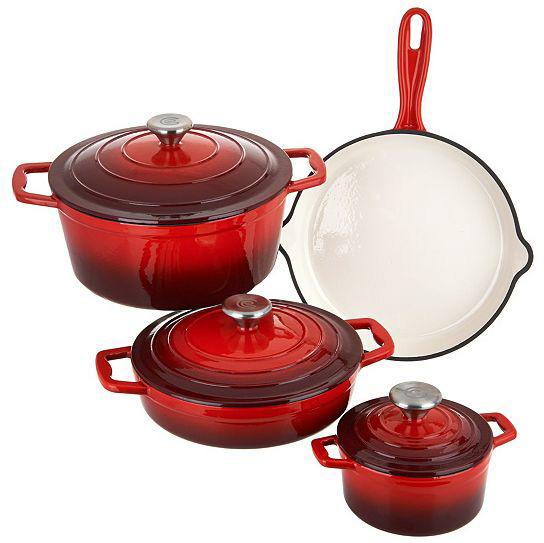 CS Koch-Systeme Topf-Set "Xanten" Set, je 1 Fleischtopf Ø 15/26 cm, 1 Bratentopf Ø 23 cm, 1 Pfanne Ø 28 cm, 7 Stk. tlg. Gusseisen