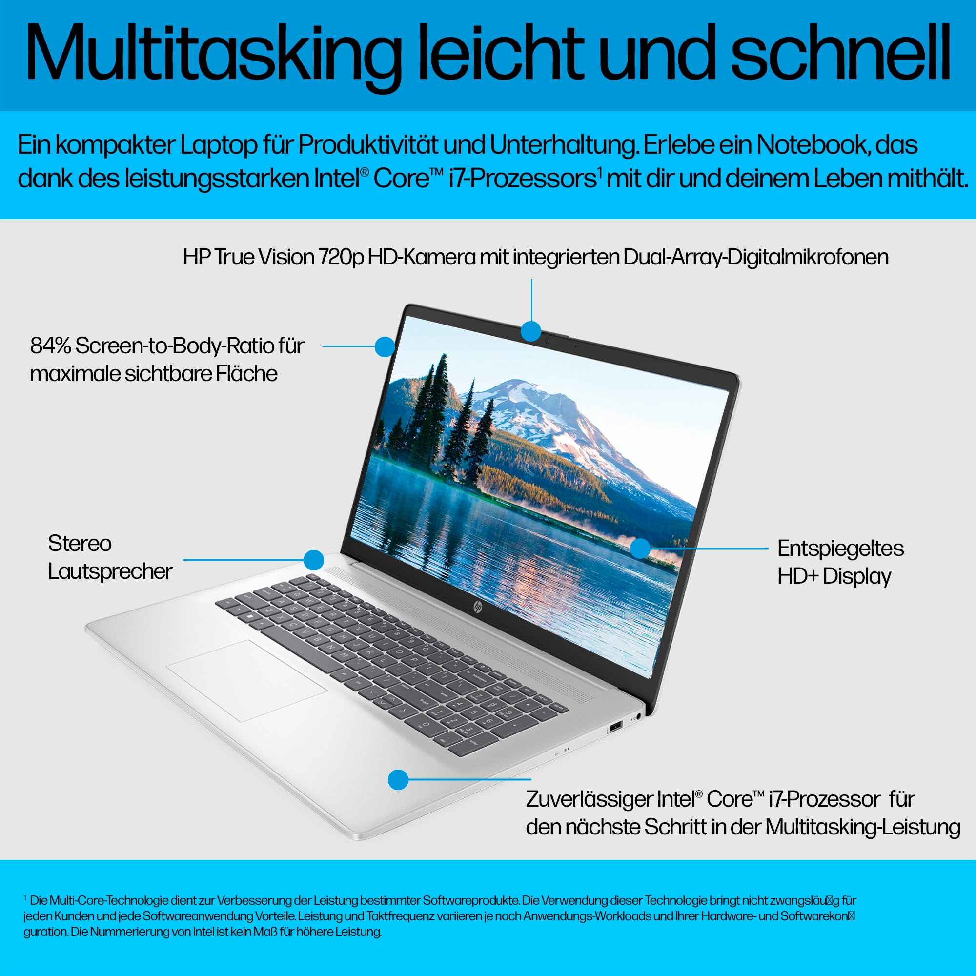 HP Notebook »17-cn3275ng«, 43,9 cm, / 17,3 Zoll, Intel, Core i7, Iris Xe Graphics, 512 GB SSD
