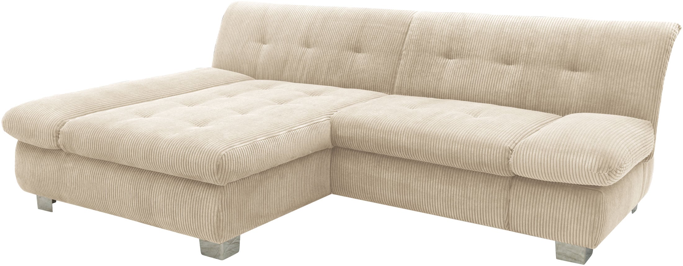 DOMO collection Ecksofa »100031 kompakte Stellmaße, komfortabel und bequem, L-Form«, wahlweise mit Bettfunktion und Armteilverstellung. Breite 234cm