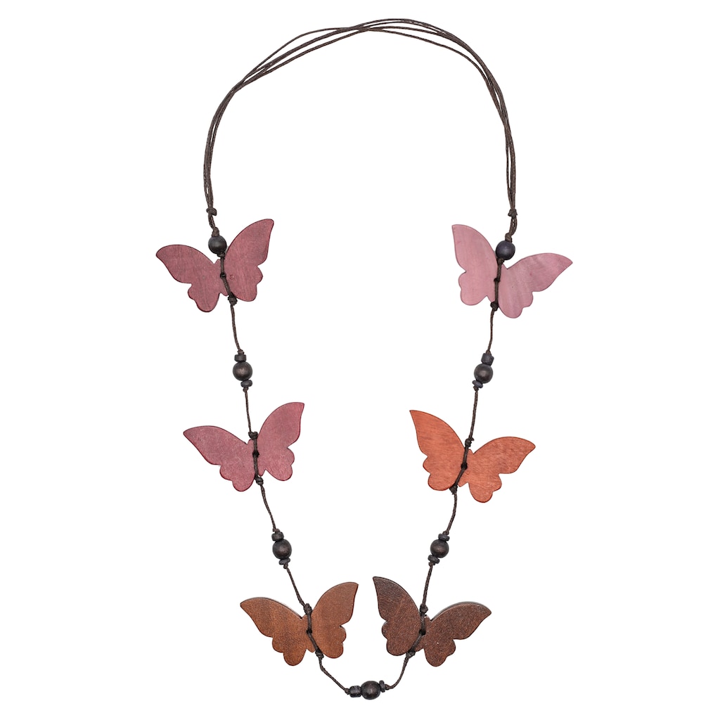 COLLEZIONE ALESSANDRO Lange Kette »Harleen«, mit Schmetterlingen aus Holz