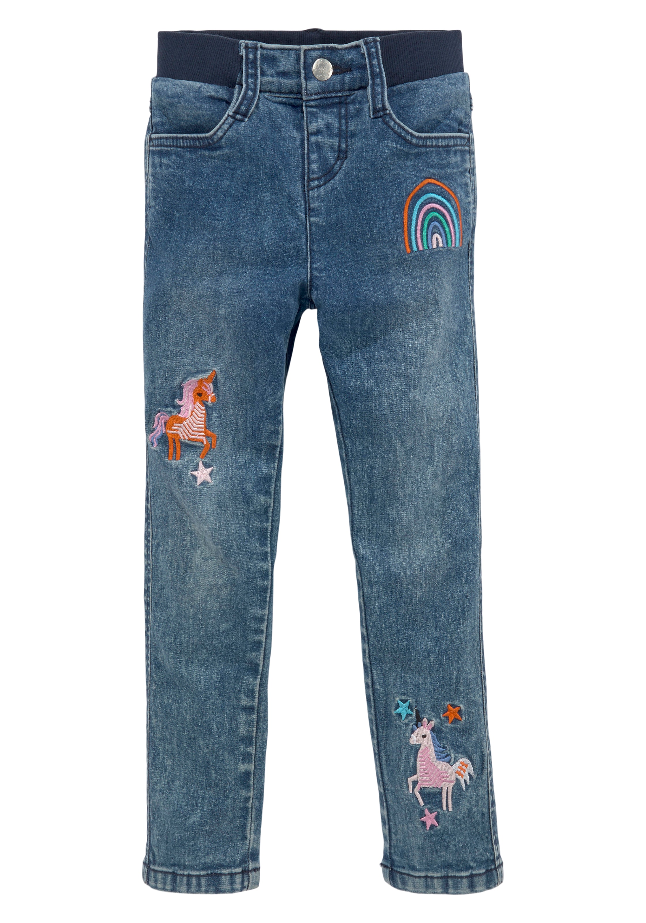 KIDSWORLD Stretch-Jeans »für kleine Mädchen«, mit toller Stickerei