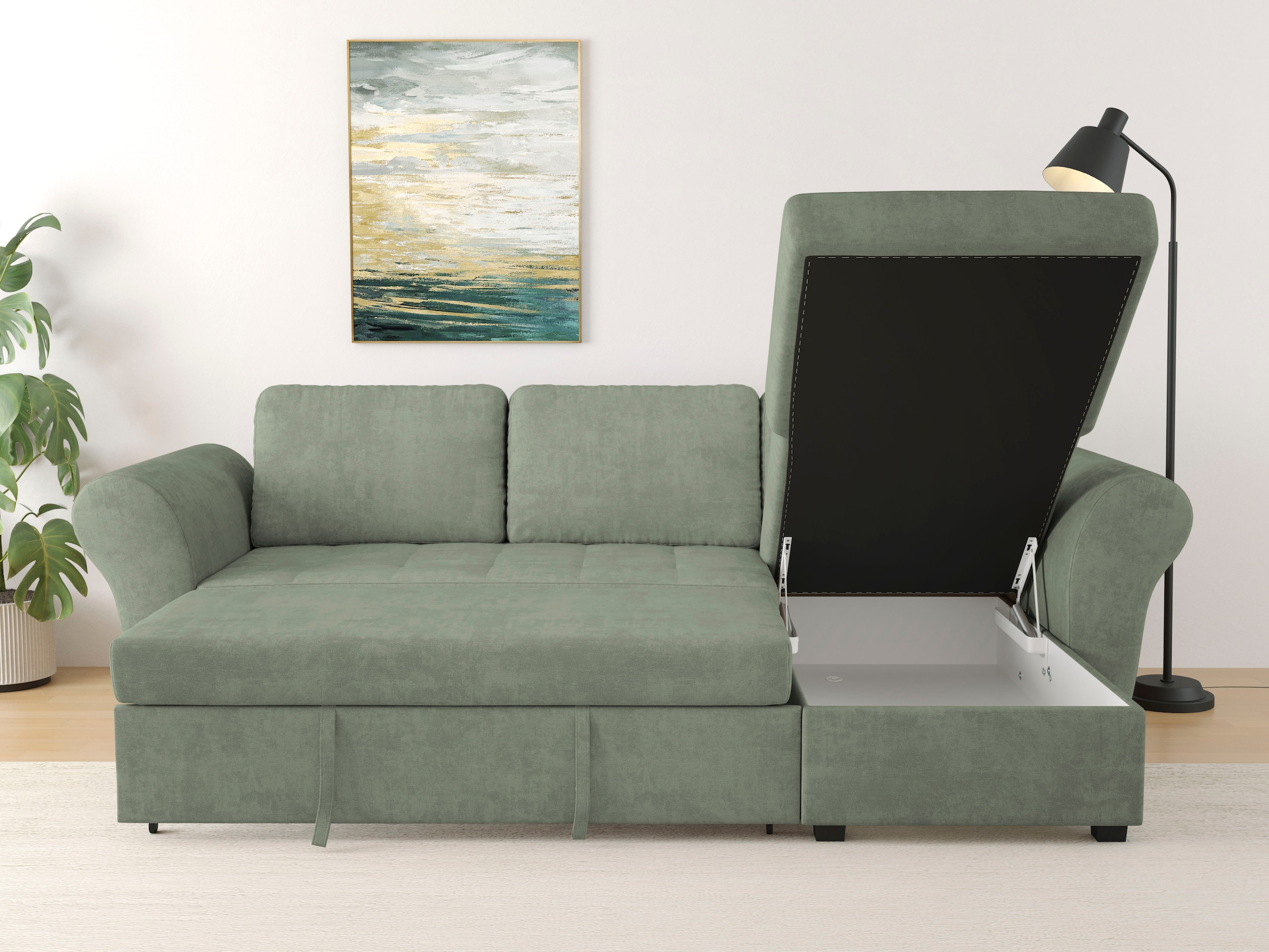 Trends by HG Ecksofa »LASSE, L-Form«, (2 St.), inkl. Schlaffunktion & Bettkasten