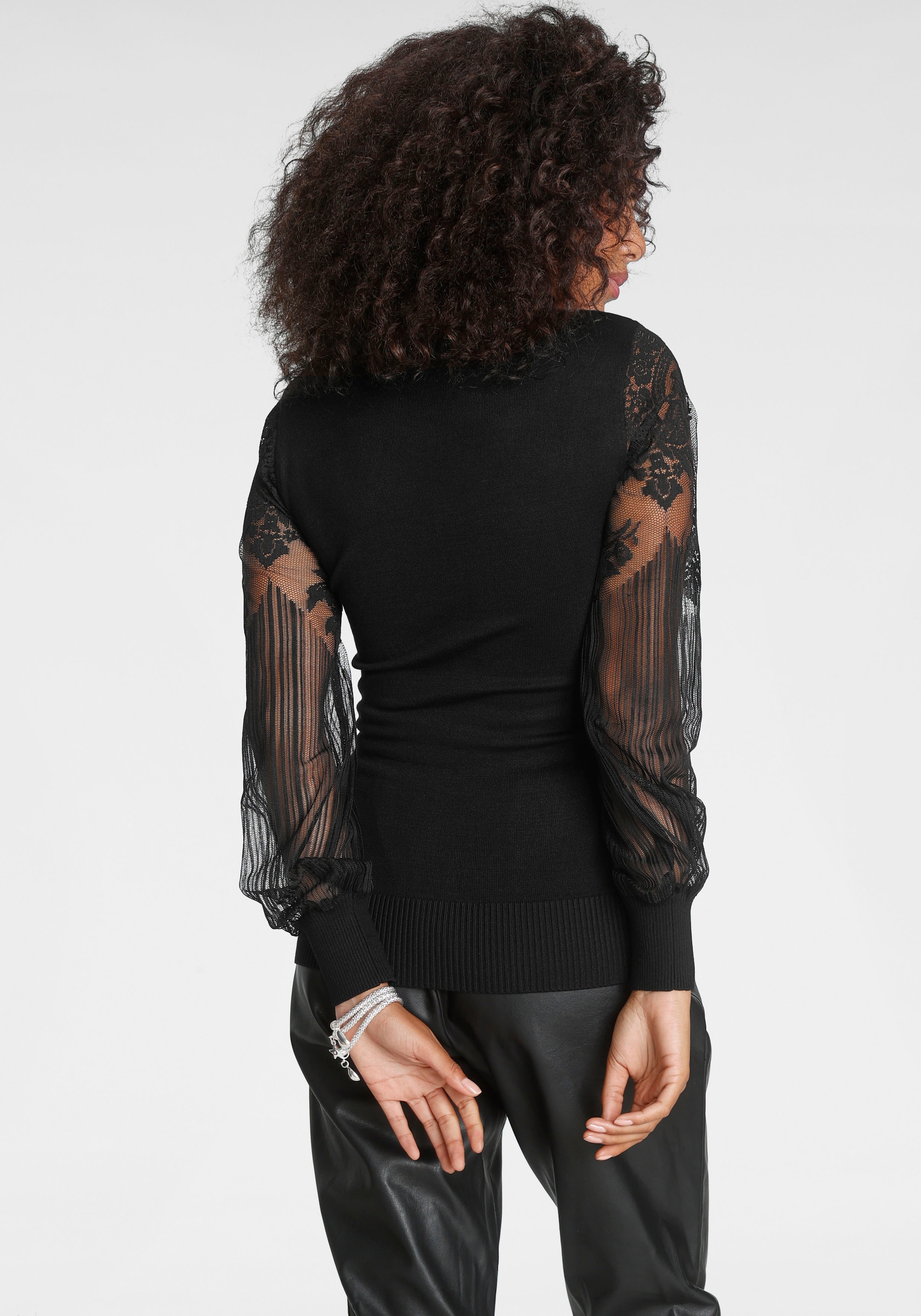 Melrose V-Ausschnitt-Pullover, mit Ärmeln aus Spitze kaufen | BAUR