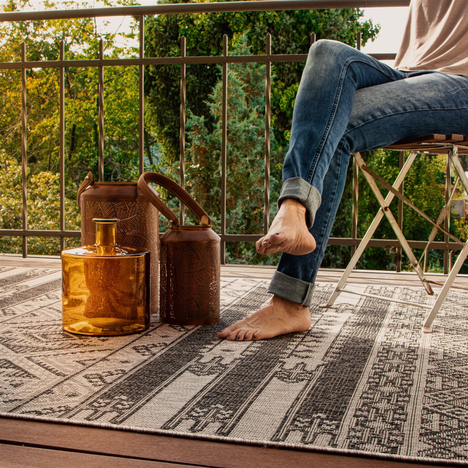 Kayoom Teppich »Nautic 886« rechteckig 7 mm Höhe Flachgewebe, In -und Outdoor geeignet