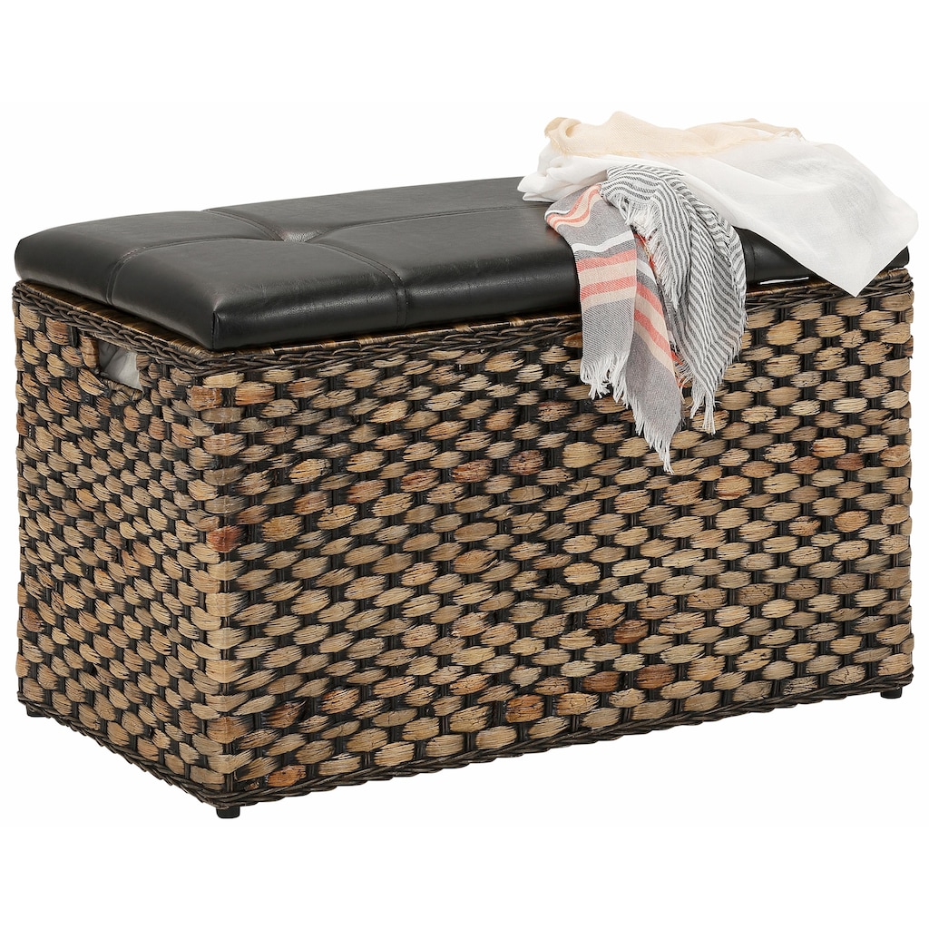 Home affaire Sitztruhe »Wittfield«, aus geflochtenem Rattan, mit Stoffeinsatz im Innenfach, Breite 75 cm