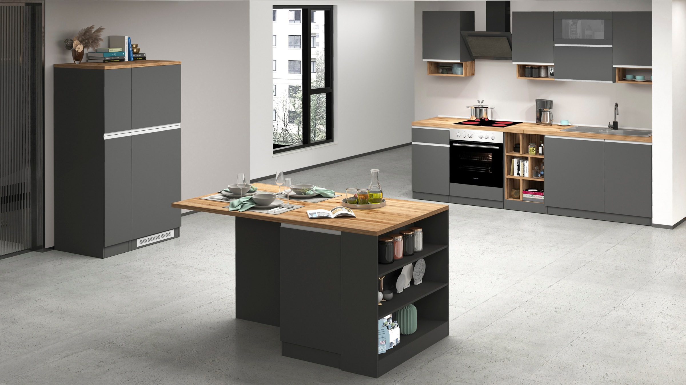 KOCHSTATION Küchenzeile »KS-Sole«, Breite 256 cm, mit Geschirr-Abtropfschrank, ohne E-Geräte