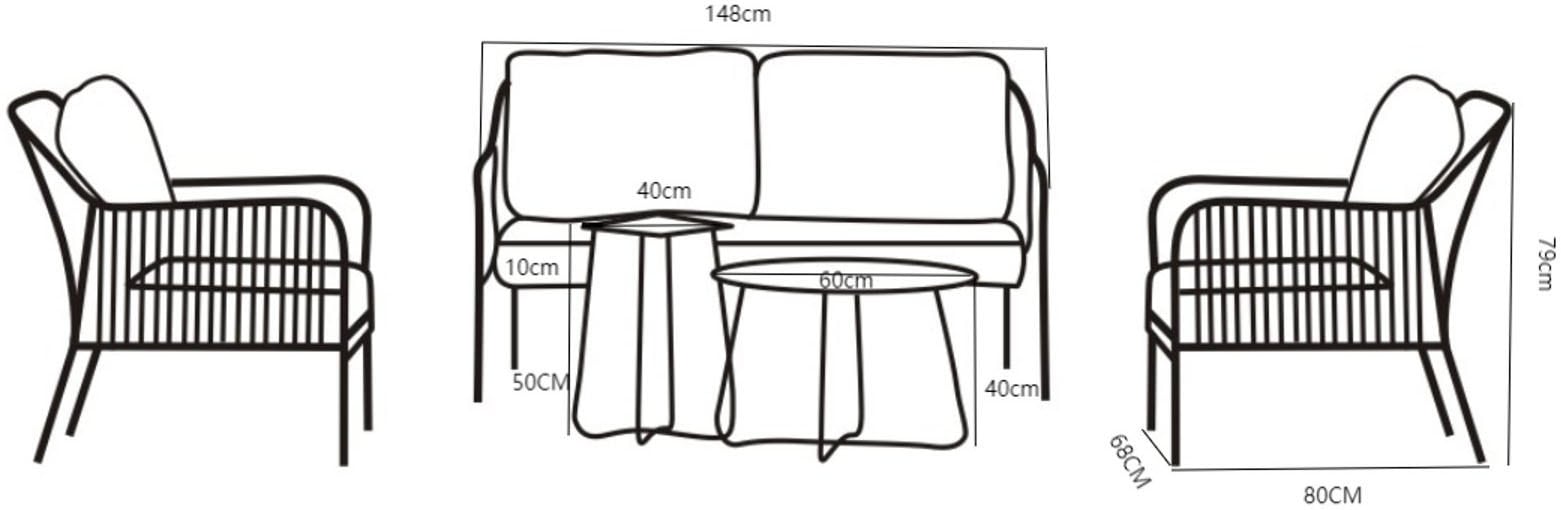 Destiny Gartenlounge-Set »GENUA«, (12 tlg., 1x 2er Sofa, 2x Sessel, 2x Tisch, inkl. Auflagen), Aluminium, Olefin-Rope