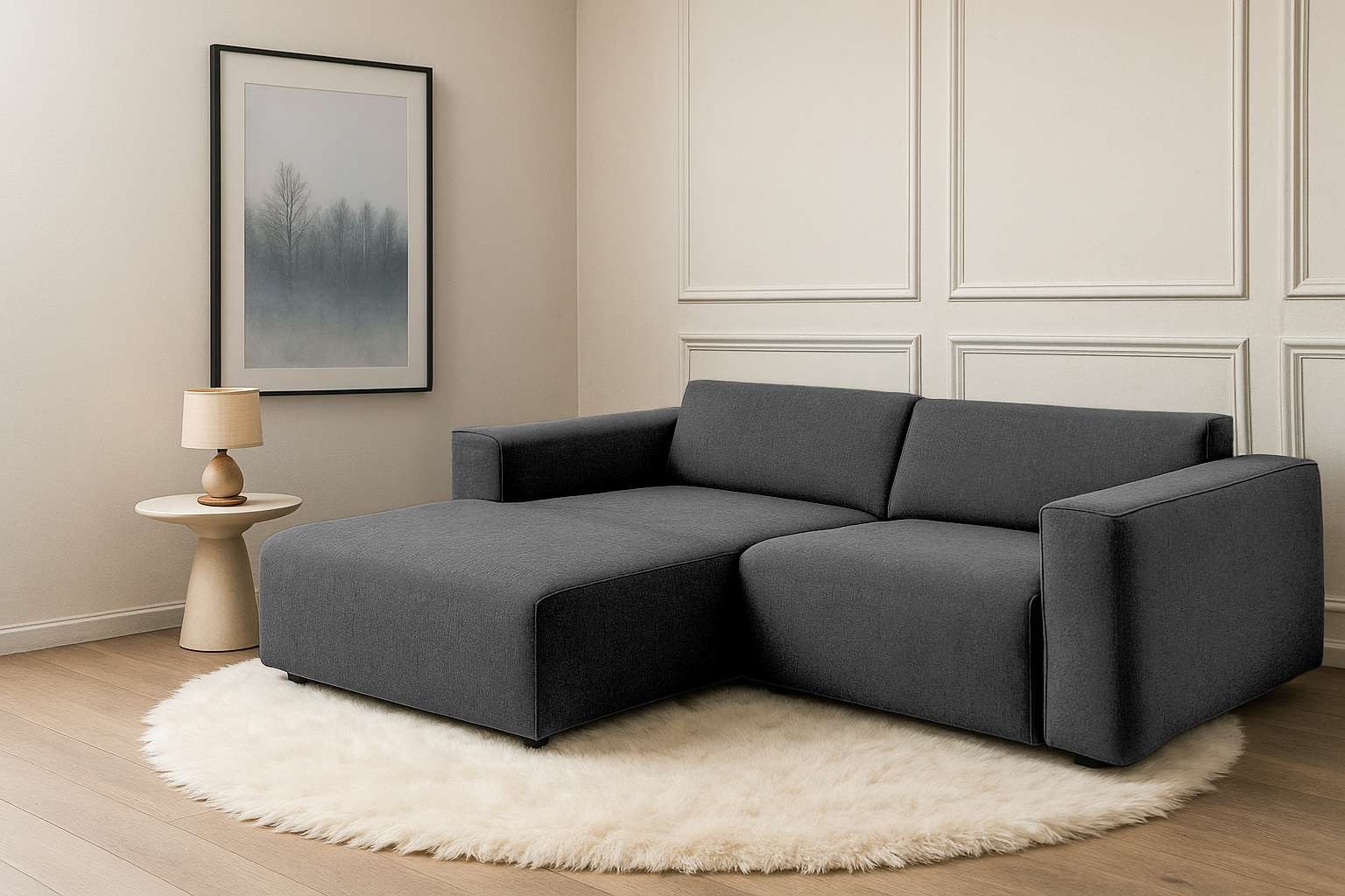 Home affaire Ecksofa "Noord mit Kedernaht, Breite 234 cm, L-Form" Cord, Struktur, Webstoff, mit Wellenunterfederung, Massivholzrahmen