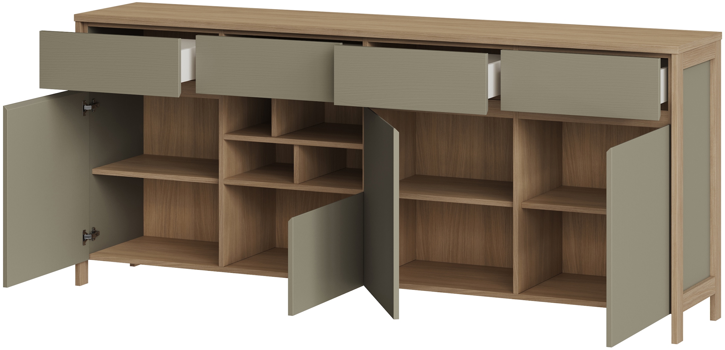 Home affaire Sideboard »Stranda, moderner Schrank, Kommode im Scandi-Style, 198 cm breit«, elegante Rahmenoptik, ausreichend Stauraum, vielseitig einsetzbar