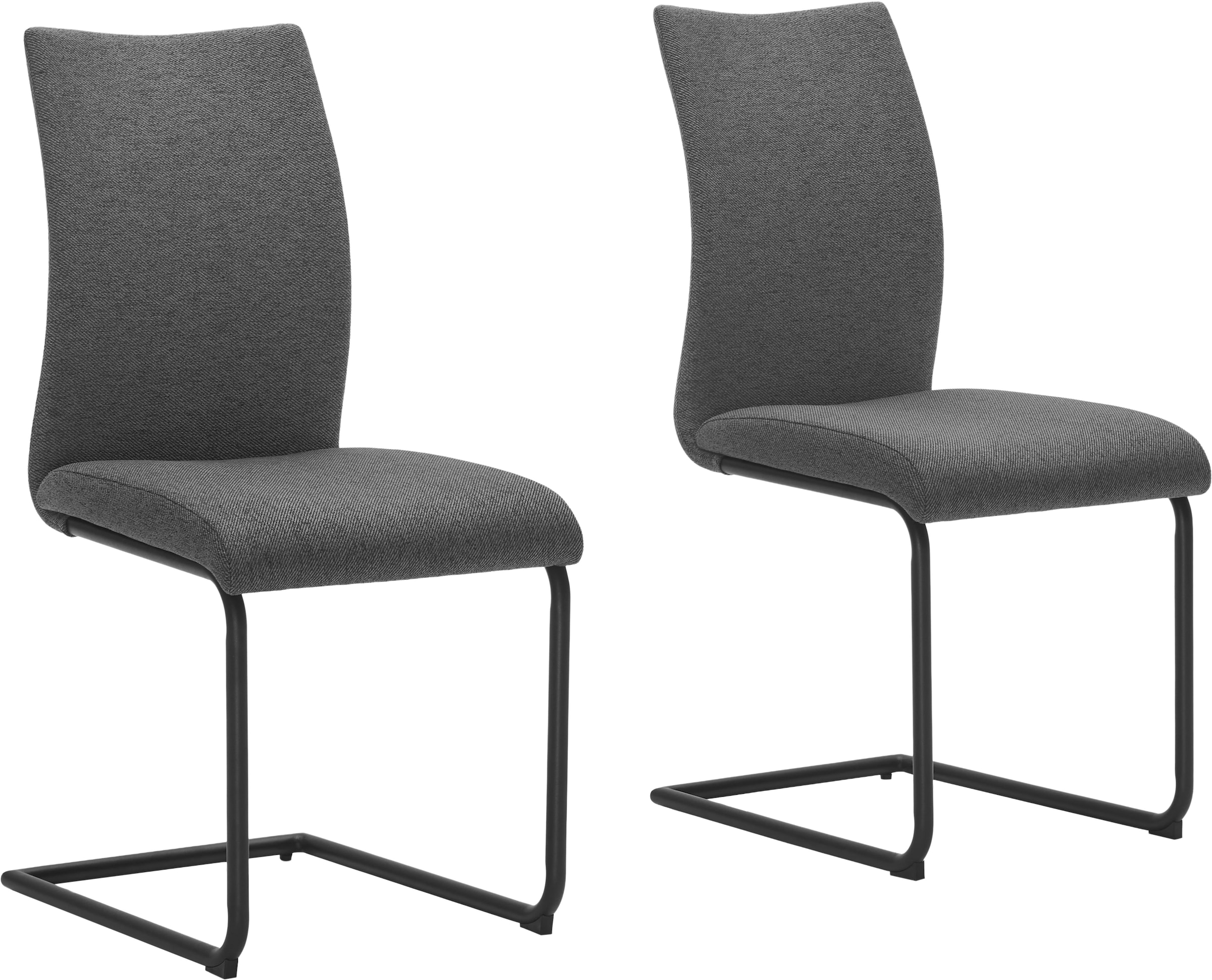 OTTO home Eckbankgruppe »Stevian« Set, 1 ausziehbarer Esstisch + 1 Eckbank Recamiere links + 2 Stühle, 4 Stk. tlg. Holz, Strukturstoffbezug, Freischwingerstühle, gesteppten Bänken