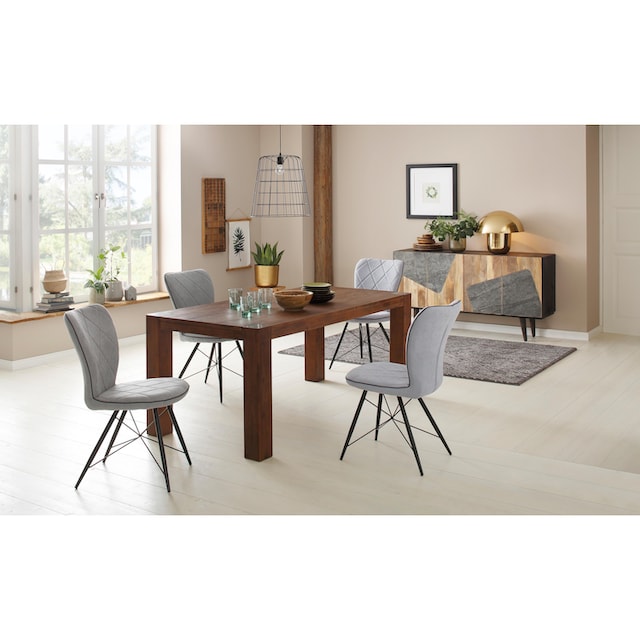 Home affaire Essgruppe »Gimbi«, (Set, 5 tlg.), bestehend aus 1 Esstisch aus  Holz und 4 Stühlen mit Webstoff Bezug kaufen | BAUR