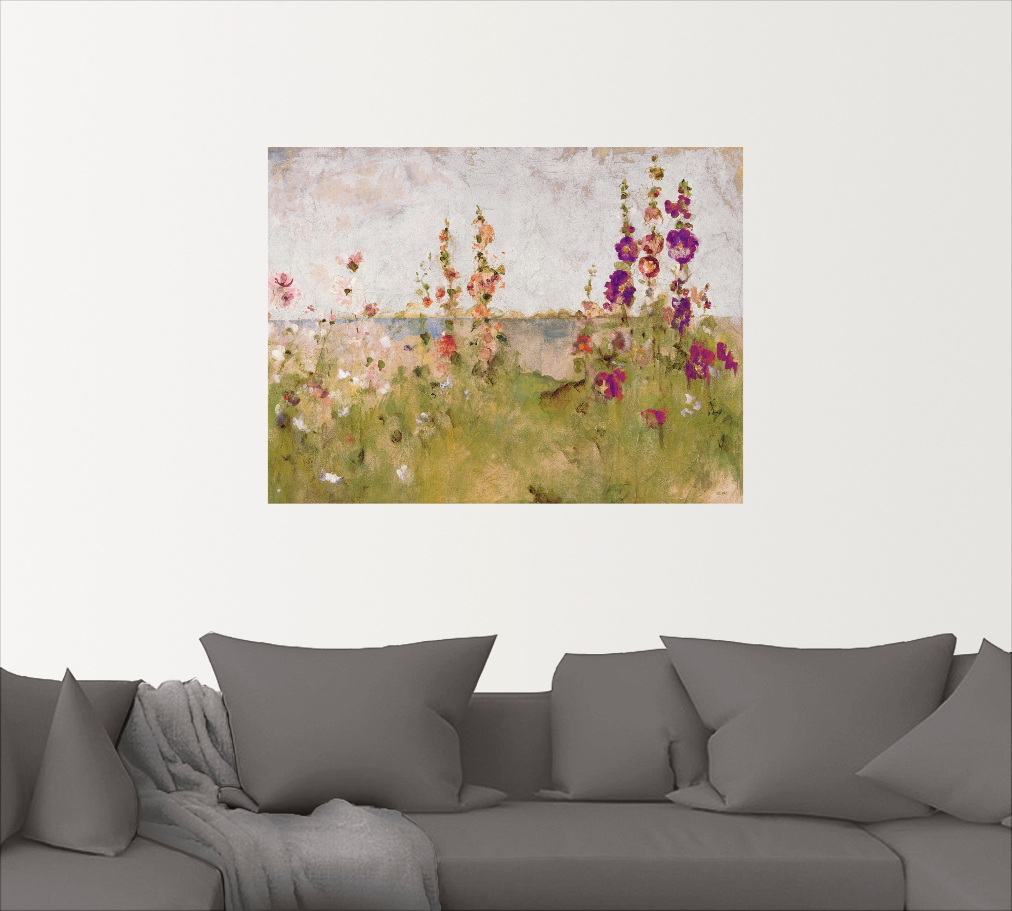 Artland Wandbild »Stockrosen am Meer«, Blumen, (1 St.), als Leinwandbild, Poster, Wandaufkleber in verschied. Größen