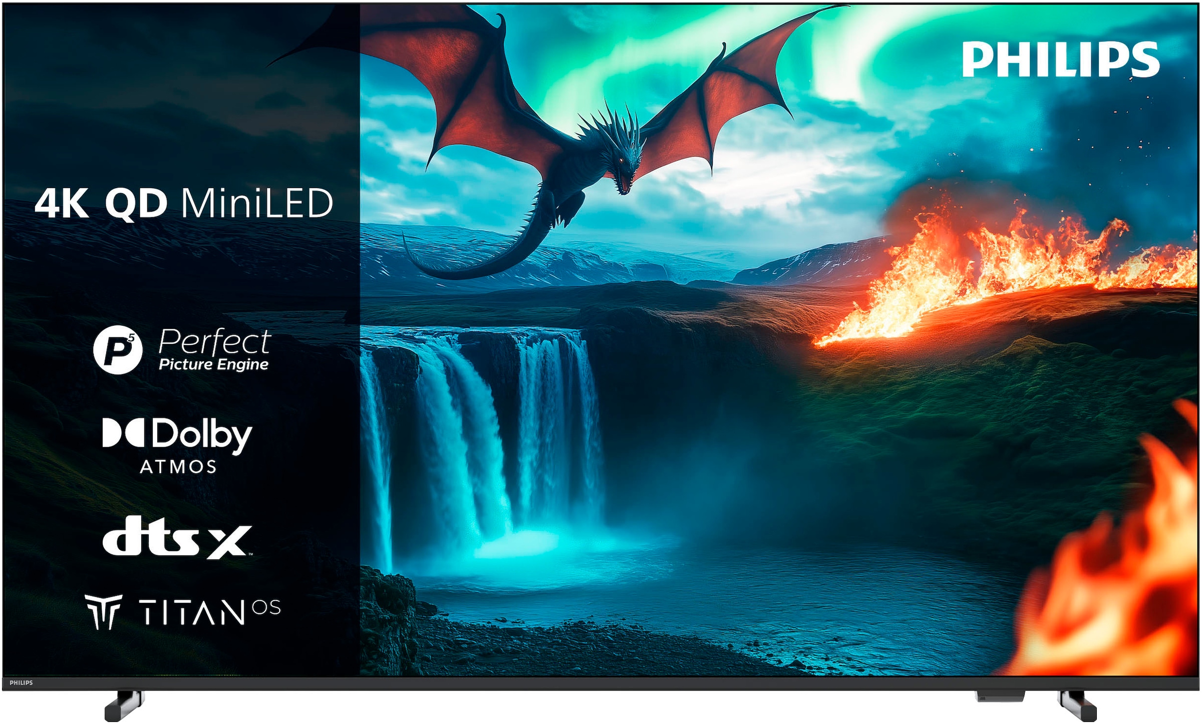 PHILIPS QLED Mini LED-Fernseher "55MLED810/12", 55 ′′schwarz, Fernseher