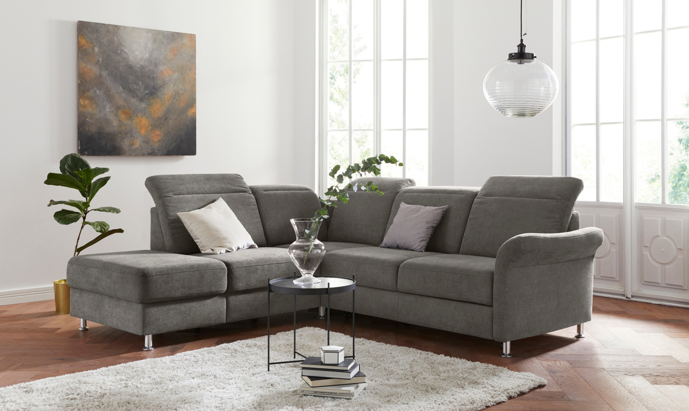 sit&more Ecksofa "Darwin L-Form" inklusive Federkern, wahlweise mit Kopfteilverstellung, Schlaffunktion