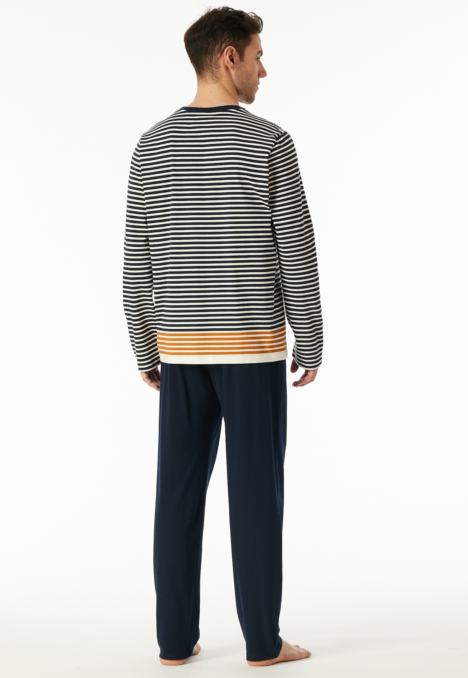 Thumbnail - Schiesser Schlafanzug "Casual Nightwear" 2 tlg. Rundhalsausschnitt, langärmelig, gestreift, Baumwolle, Single Jersey