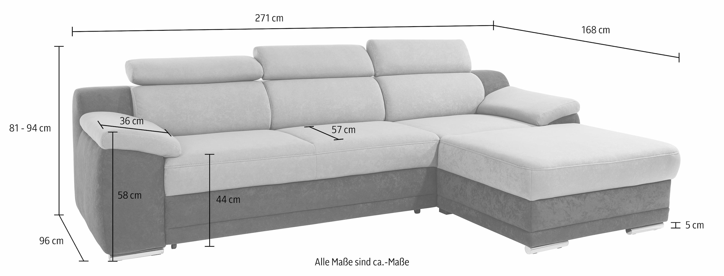 sit&more Ecksofa »Xenia L-Form« wahlweise mit Bettfunktion