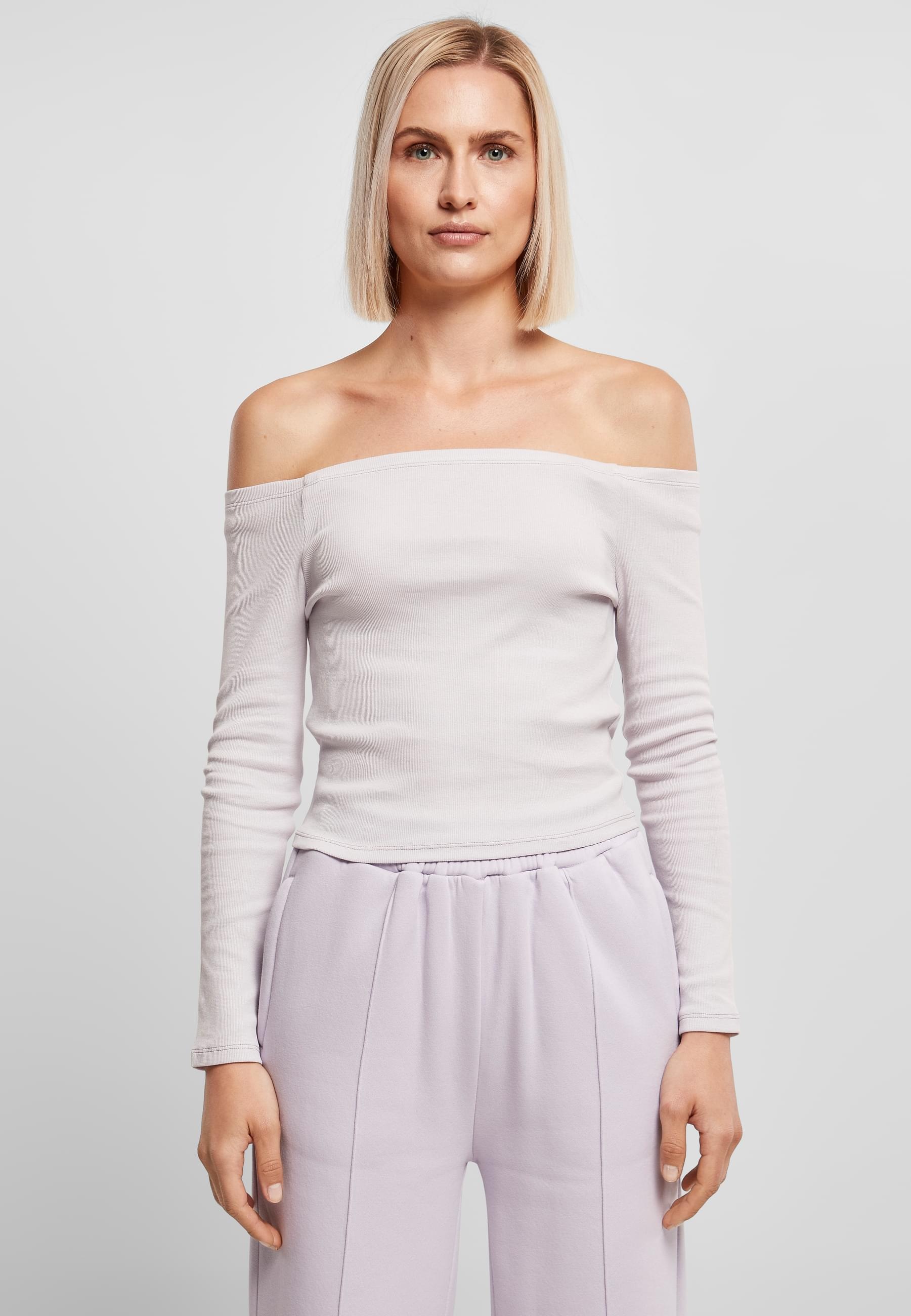 URBAN CLASSICS Langarmshirt »Urban Classics Damen Ladies Off Shoulder Rib Longsleeve«, (1 tlg.)