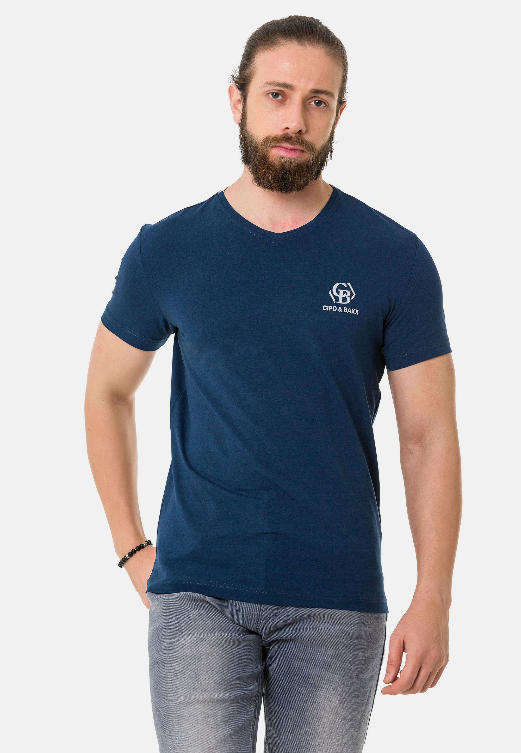 Cipo & Baxx T-Shirt, mit dezenten Markenlogos