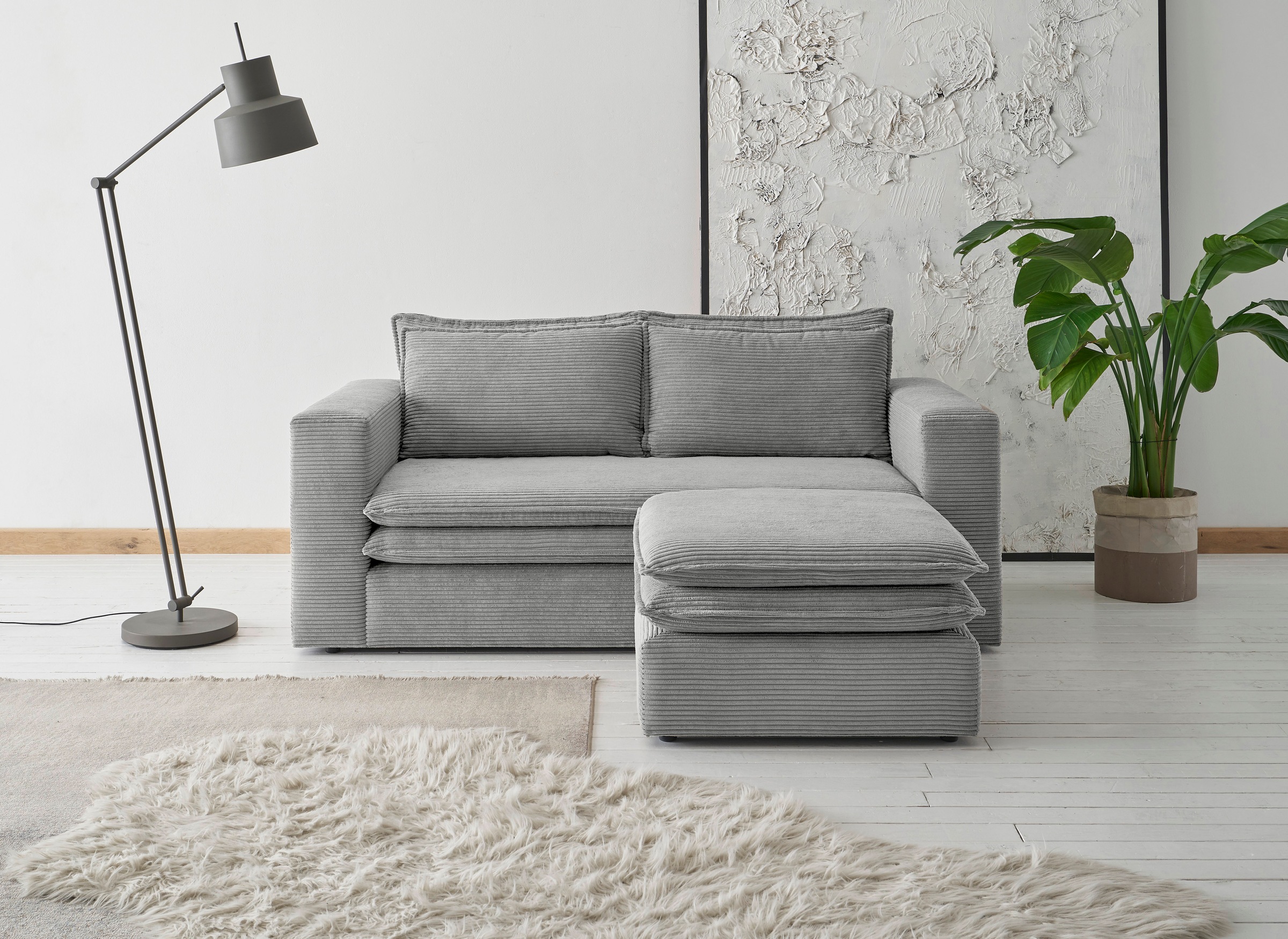 PLACES OF STYLE Sitzgruppe "PIAGGE" 2 Stk. tlg. 2-Sitzer-Sofa und Hocker kl günstig online kaufen