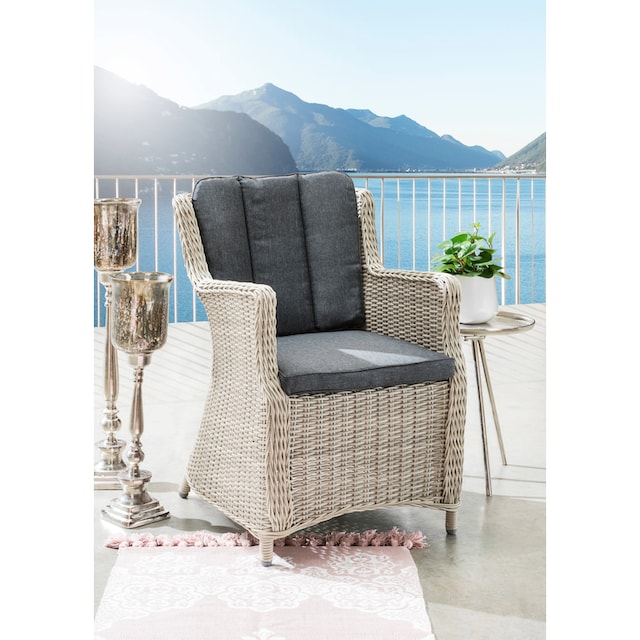 Destiny Garten-Essgruppe »LUNA«, (Set, 13 tlg.), Polyrattan, 4 Sessel + 1  runder Tisch, inkl. Auflagen | BAUR