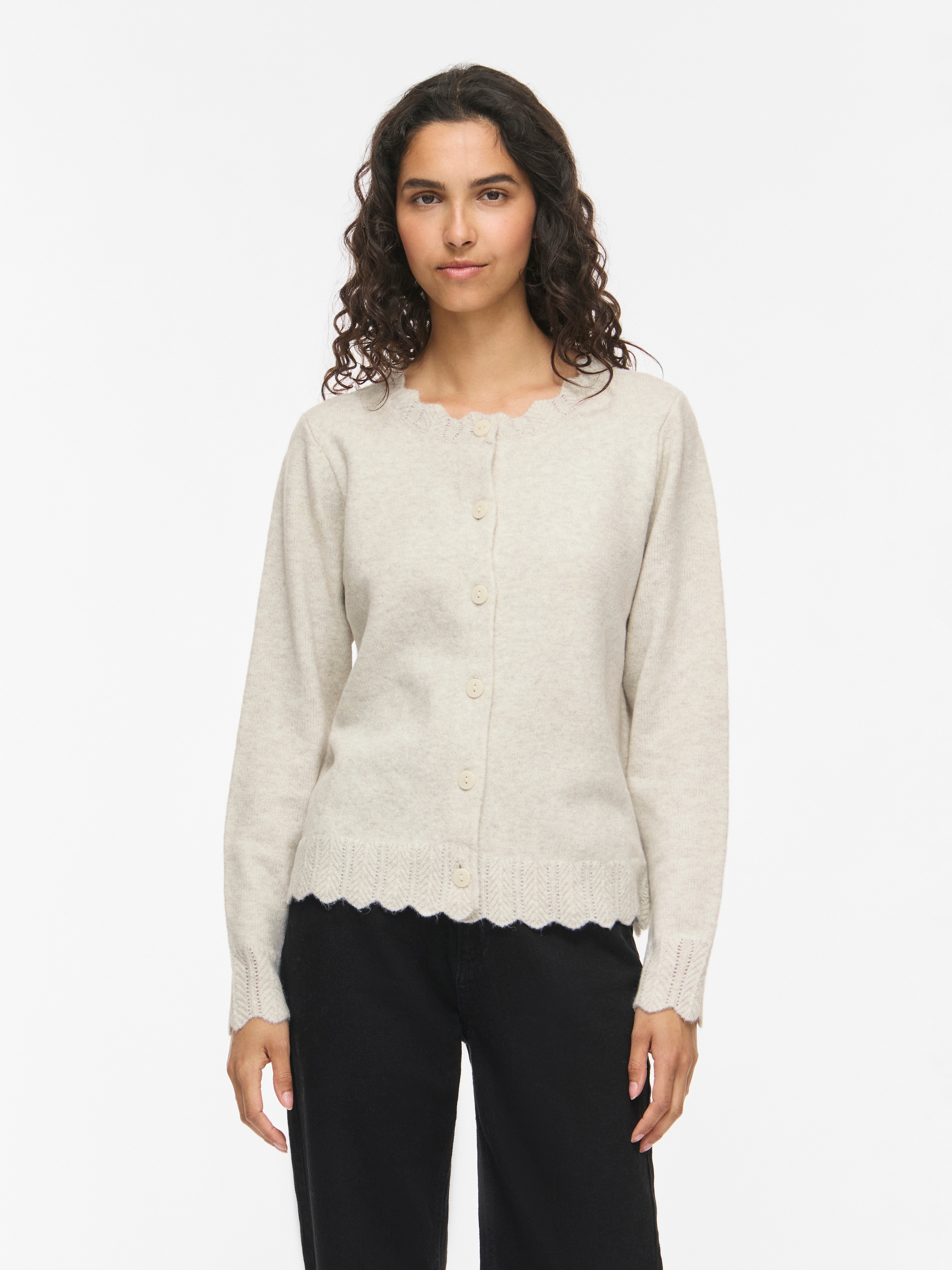 Vila Strickjacke "VINIKOLINA L/S O-NECK KNIT CARDIGAN-NOOS" Materialmix, Stretch, regular fit