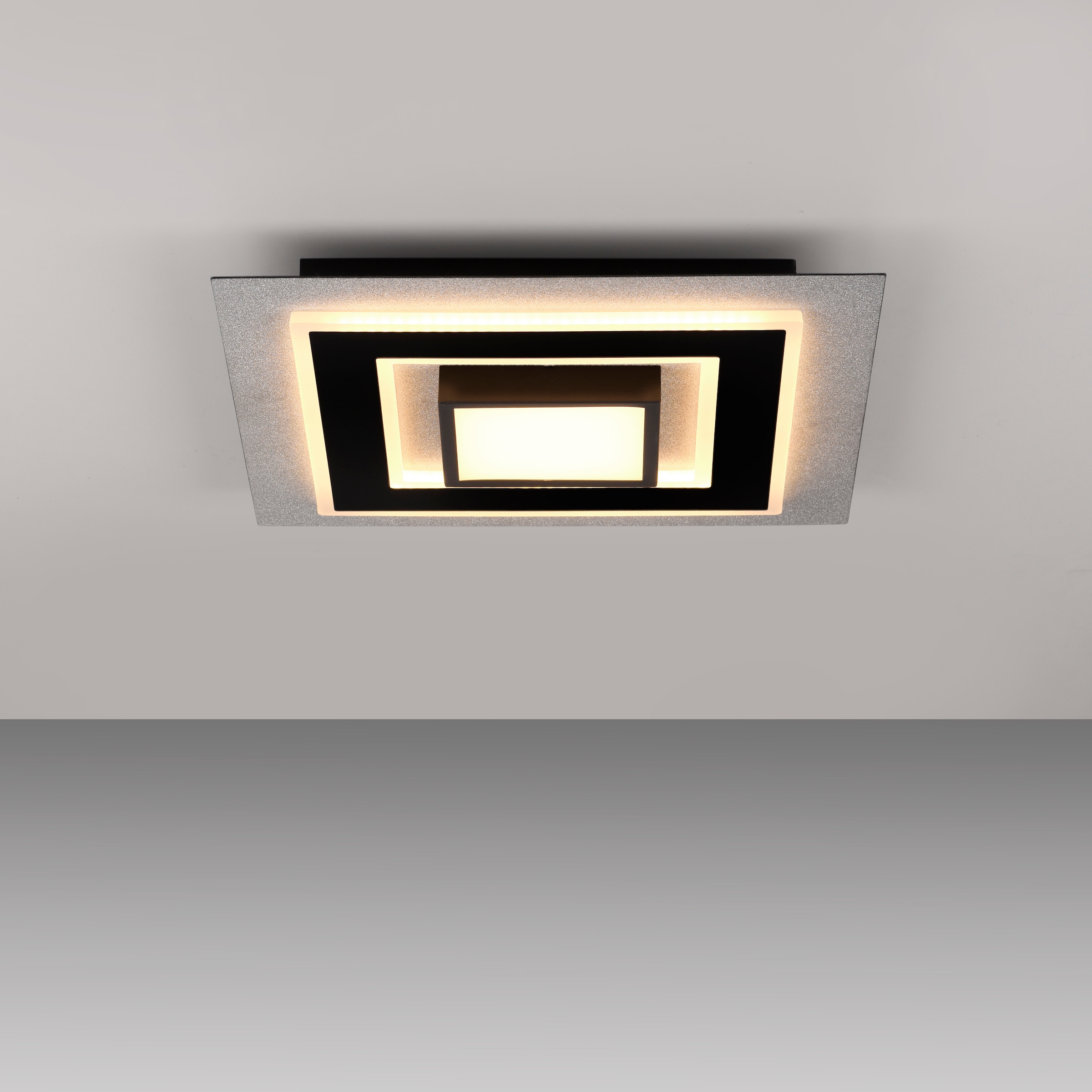 JUST LIGHT LED Deckenleuchte »Deckenleuchte CICHIO« LED-Board 1 Stk. Silber mit Glitzereffekt, schwarz matt strukturiert und schwarz-chrom