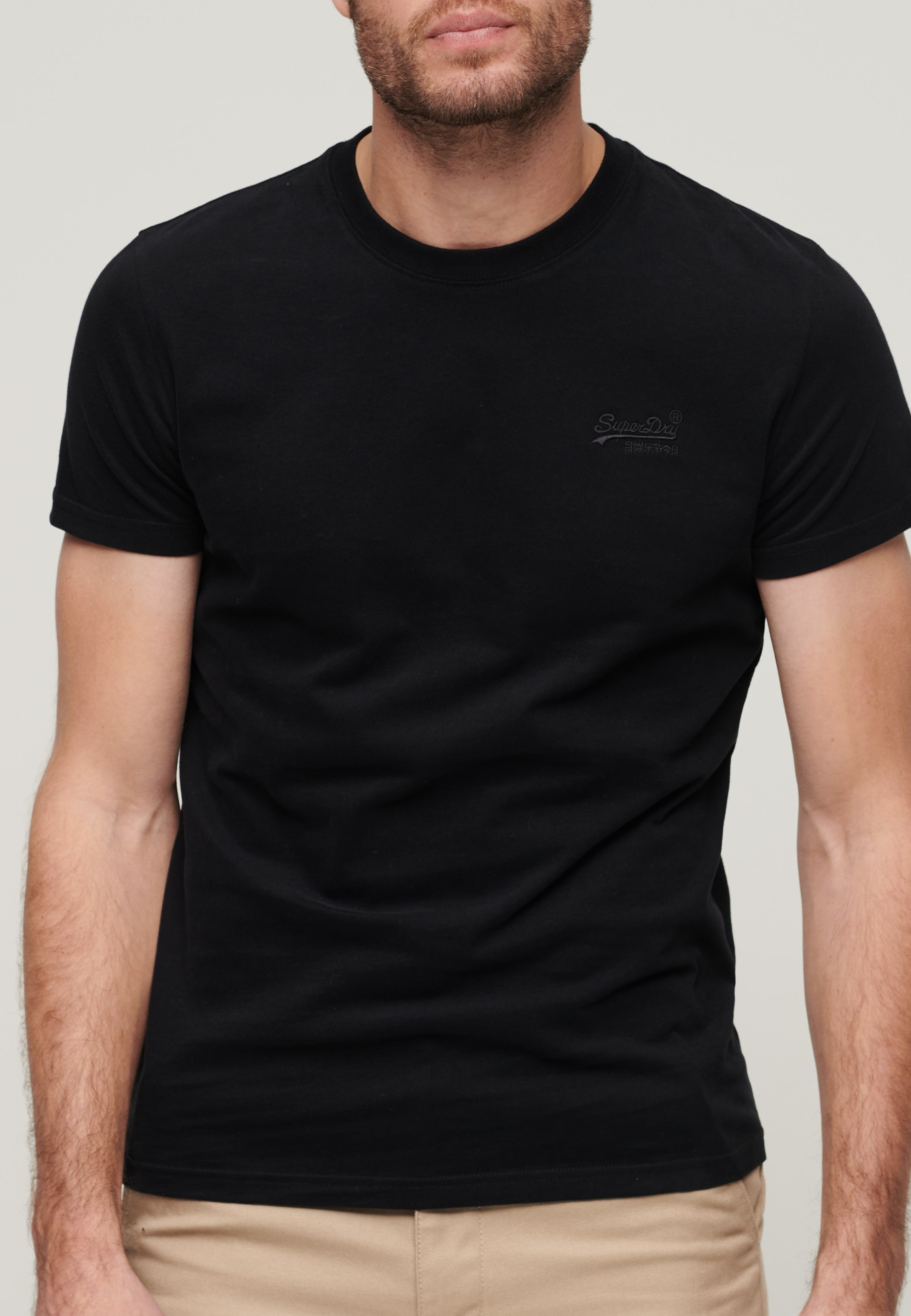 Superdry Rundhalsshirt "Vintage Logo Emb Te" schmale Passform, aus Baumwolle und Single Jersey, mit Stickerei