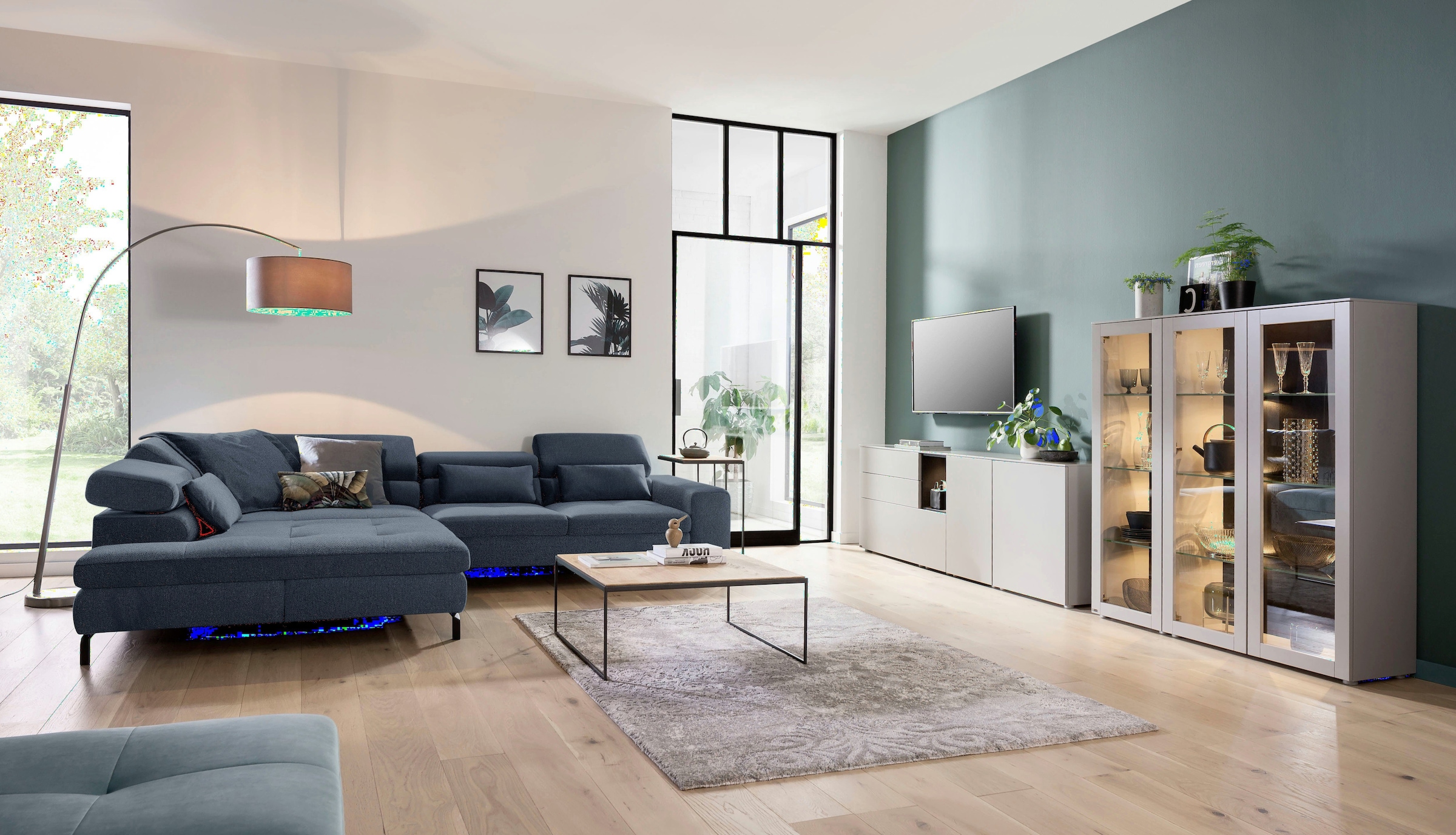 GALLERY M branded by Musterring Ecksofa »Felicia Due L-Form«, Wahlweise mit Sitzvorzug, inkl. Kopfteilverstellung, Sitzhöhe 43 cm
