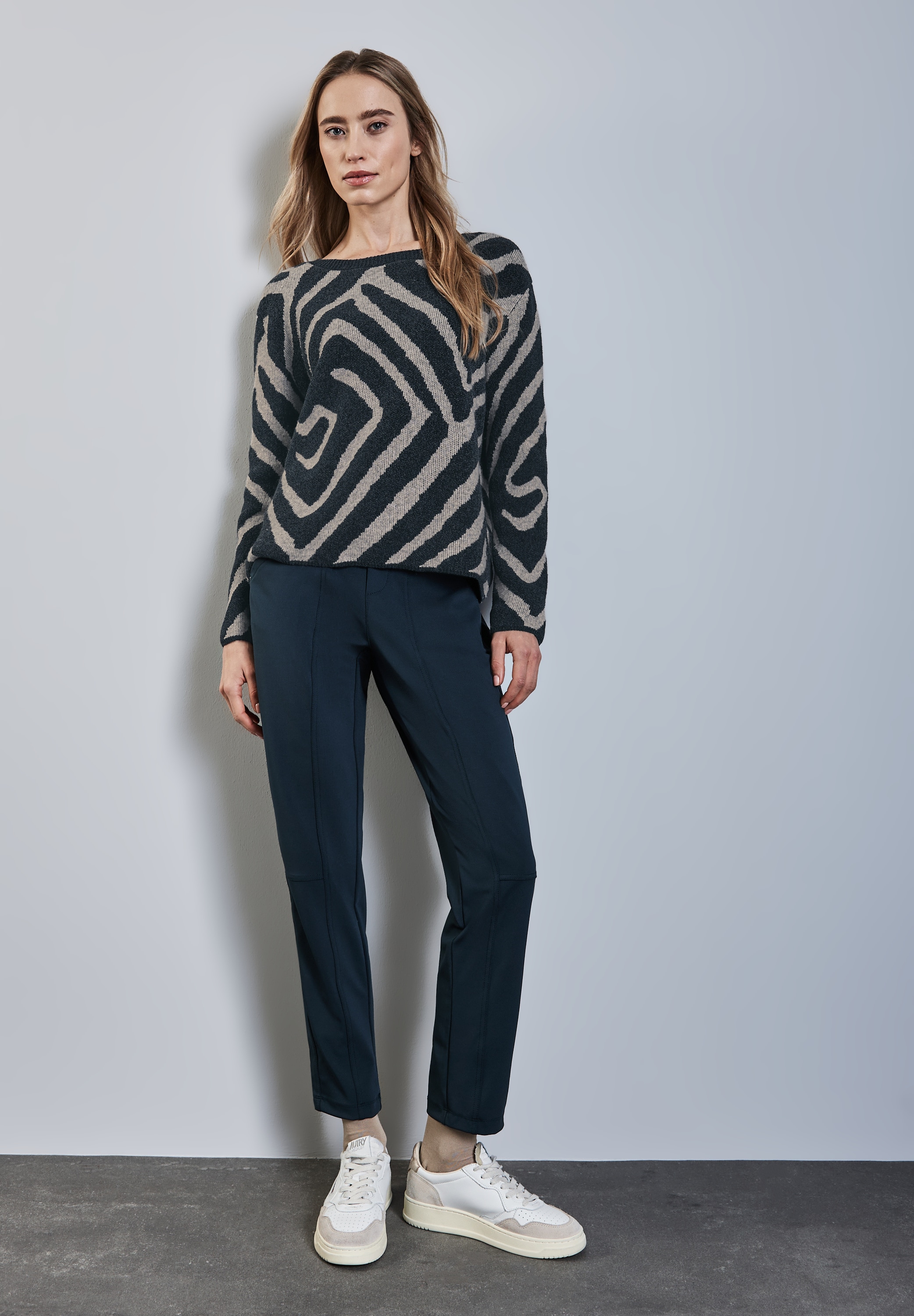 STREET ONE Strickpullover, aus elastischem Materialmix