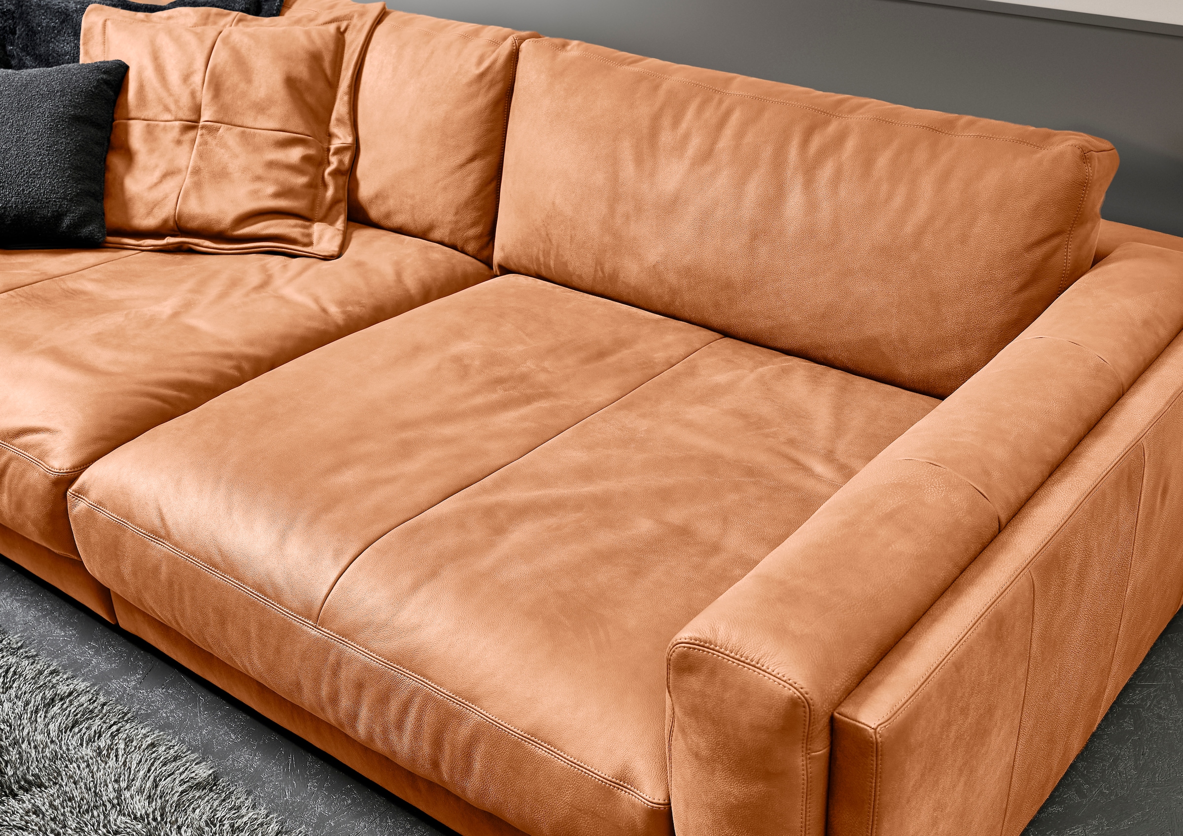 3C Candy Big-Sofa »Karalis mit extra großer Sitztiefe, elegantes Mega Sofa zum Relaxen,«, auch in Cord- oder Leder-Bezug, lose Kissen, loungige Bequemlichkeit