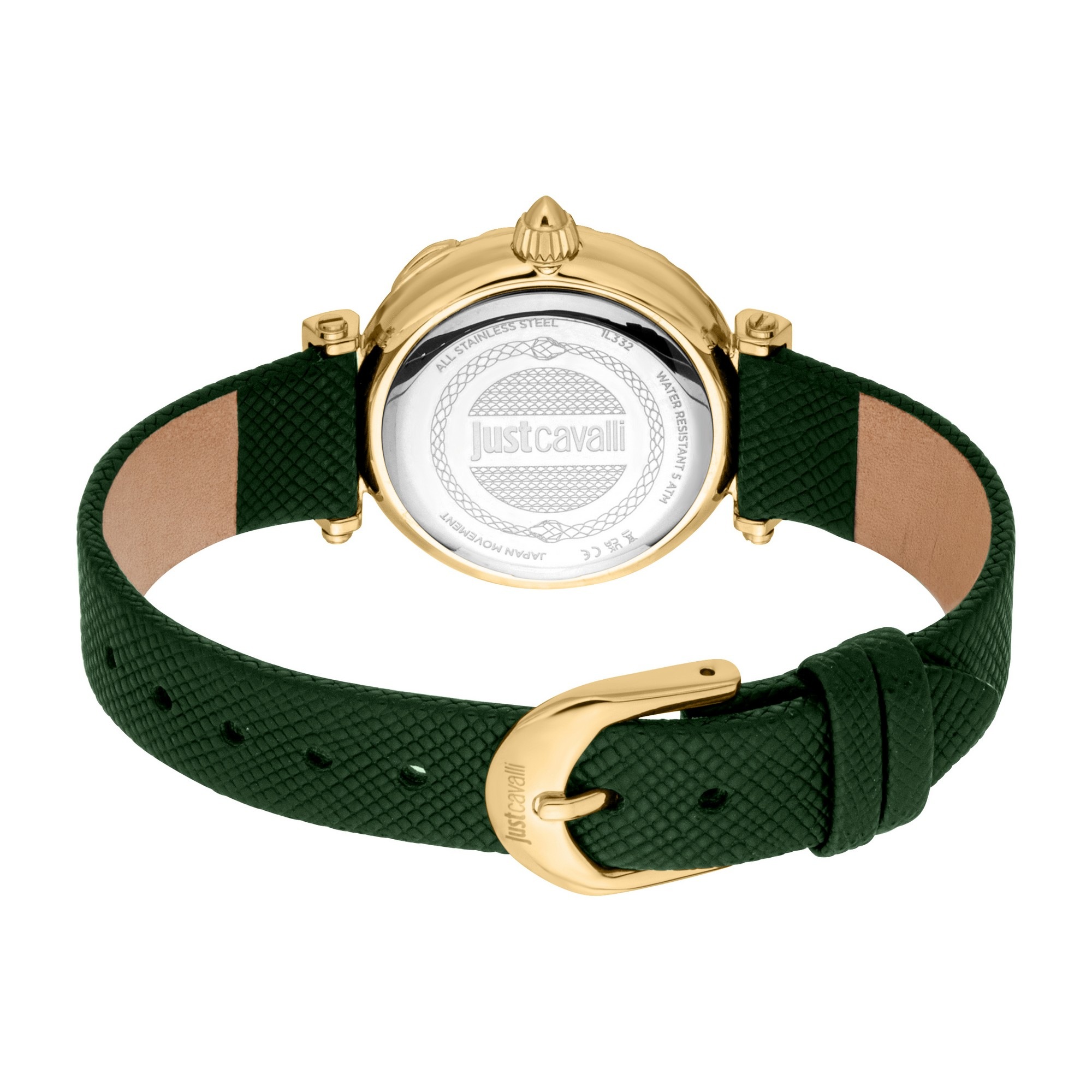 Just Cavalli Time Quarzuhr »Mistero« Armbanduhr, Damenuhr, Lederarmband, analog, Kristallsteine