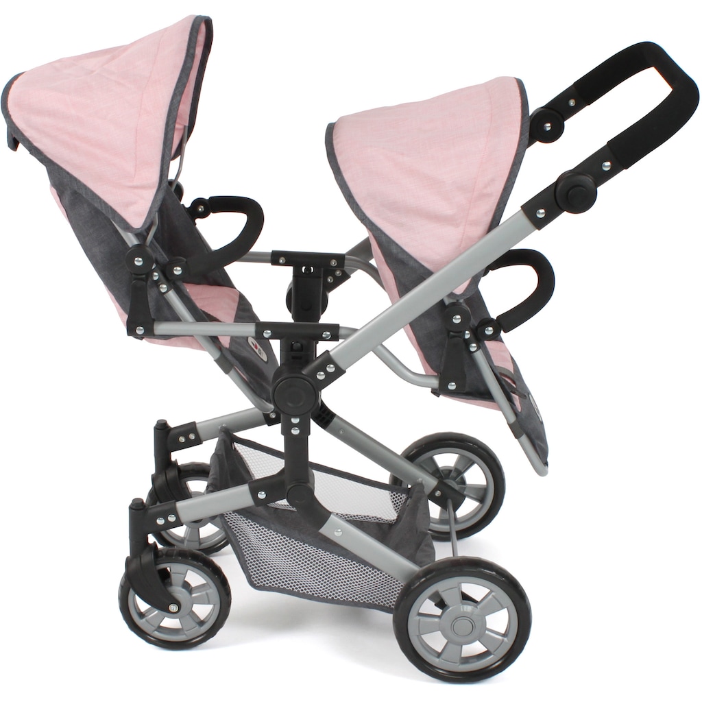 CHIC2000 Puppen-Zwillingsbuggy »Linus Duo, Grau-Rosa«