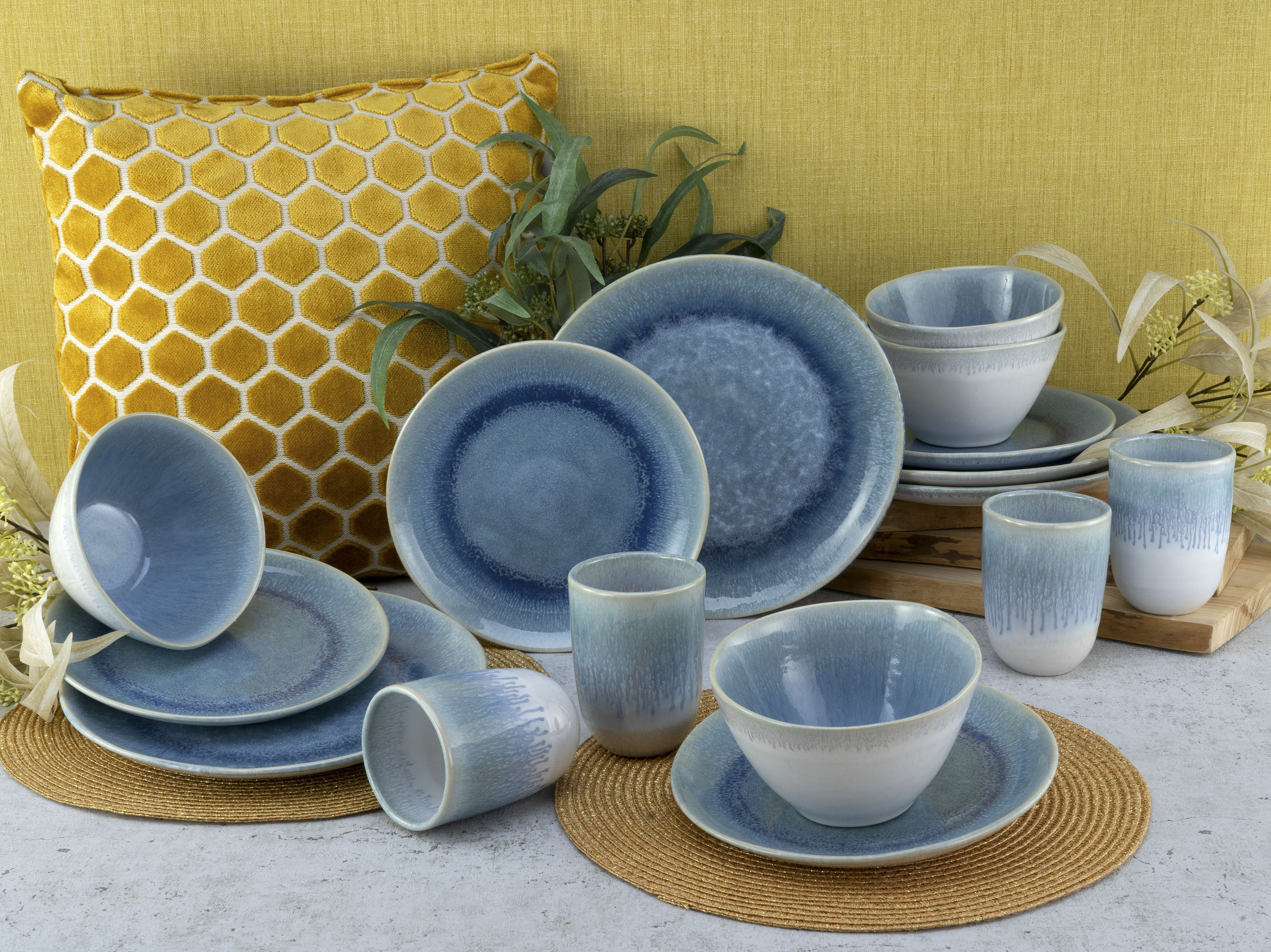 Thumbnail - CreaTable Kombiservice "Geschirr-Set Aquarius" Service, Reaktivglasur, satte Haptik, 16 Teile, für 4 Personen